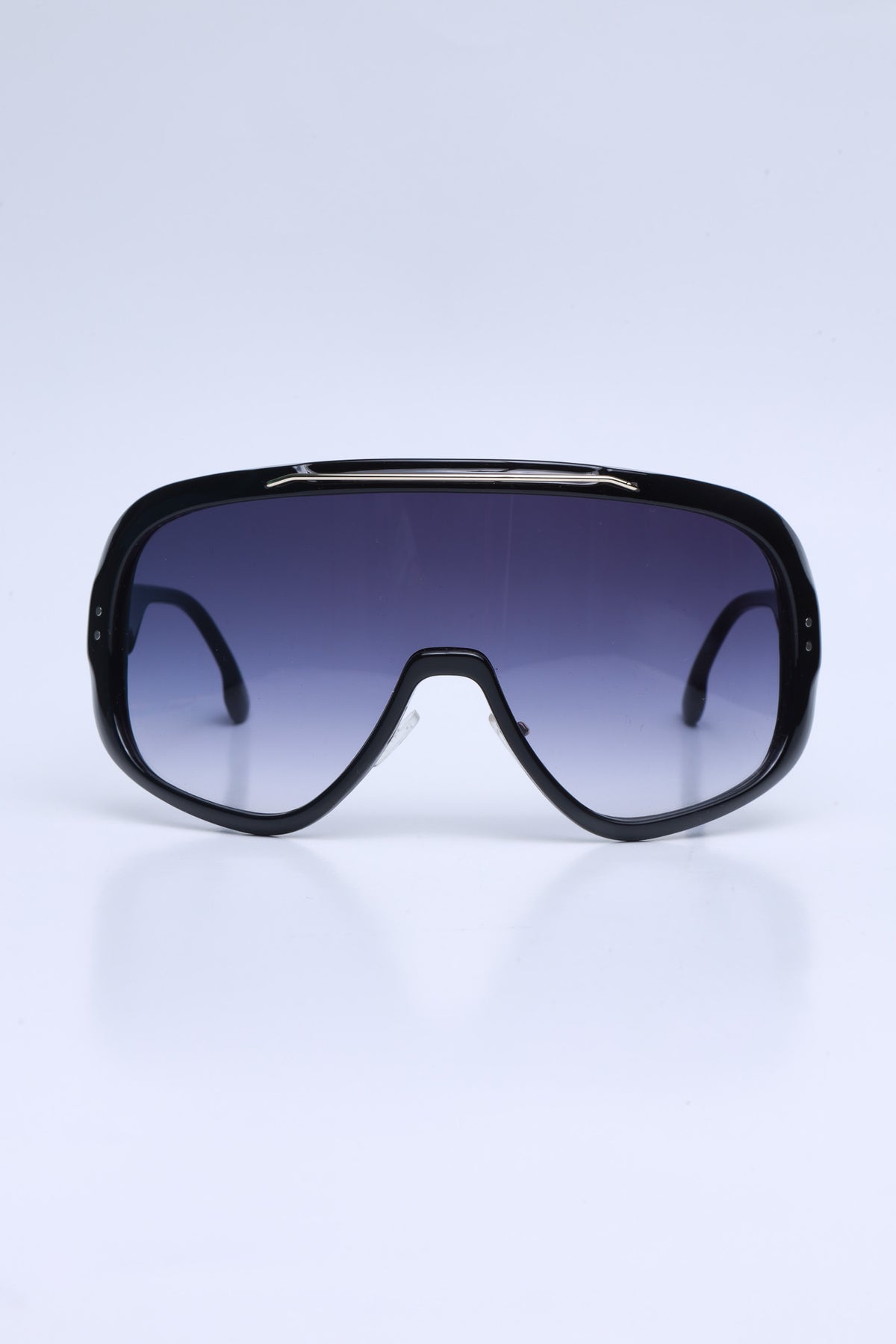 
              Undercover Curved Shield Sunglasses - Black/Black - Swank A Posh
            