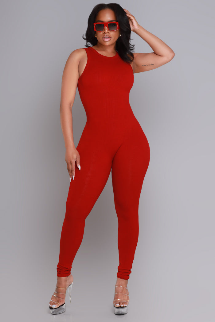 
              About That Snatched Cellulite Deleter Sleeveless Jumpsuit - Ruby - Swank A Posh
            