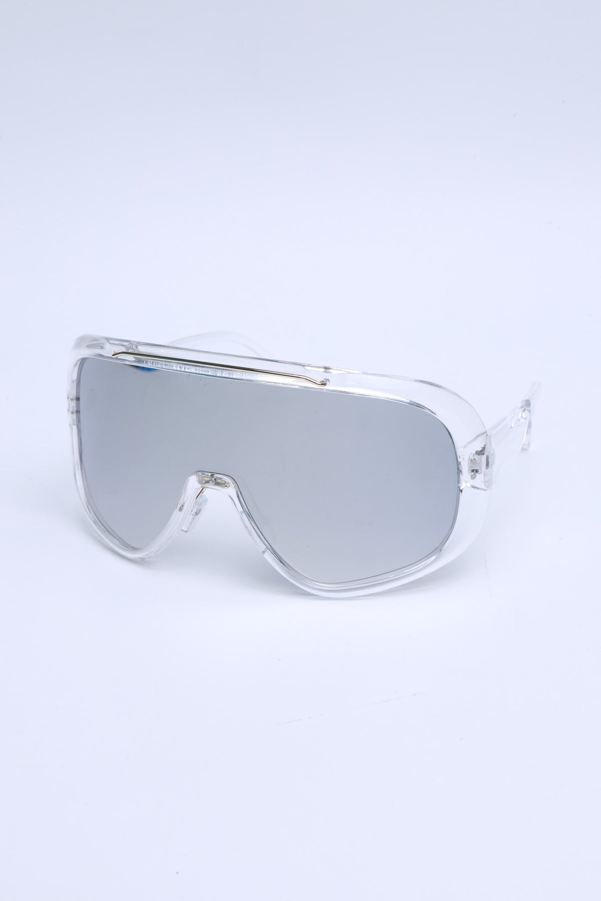 
              Undercover Curved Shield Sunglasses - Clear/Reflective - Swank A Posh
            