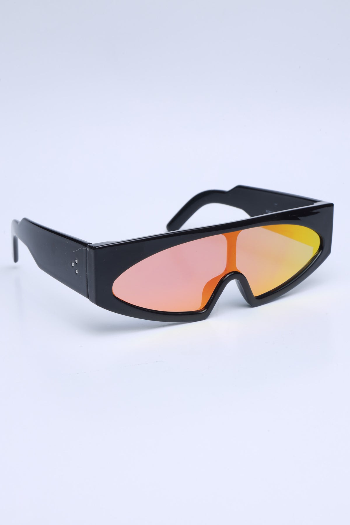 
              Bright Eyes Square Shield Sunglasses - Black/Orange - Swank A Posh
            