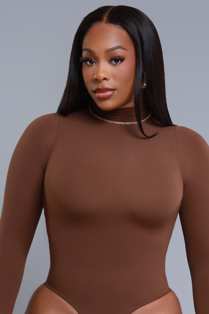 Fit Right Mock Neck Bodysuit - Brown No.231 NKDS - Swank A Posh