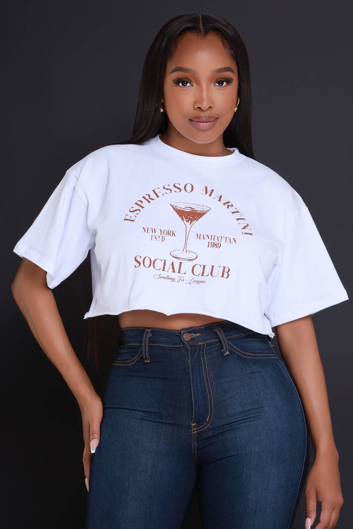 
              Social Club Cropped Graphic T-Shirt - White - Swank A Posh
            