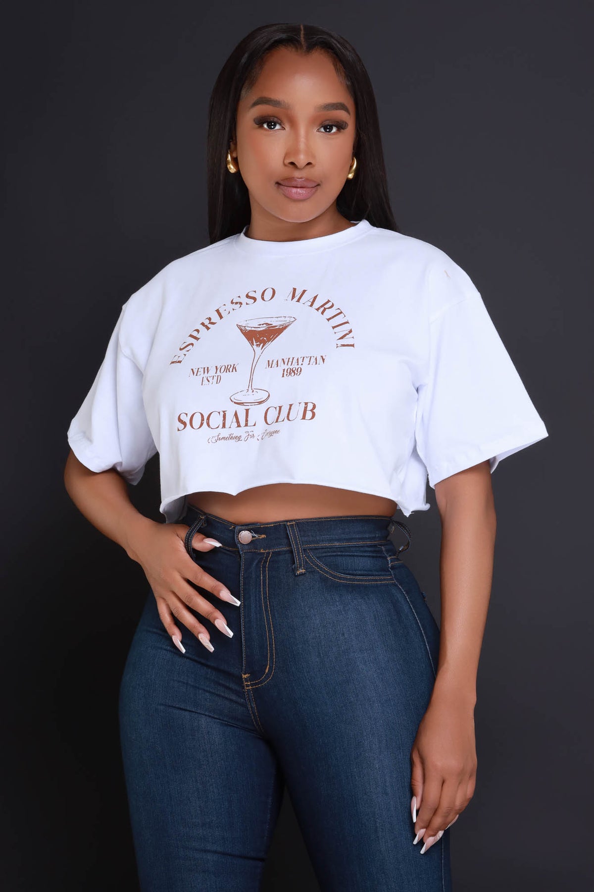 
              Social Club Cropped Graphic T-Shirt - White - Swank A Posh
            