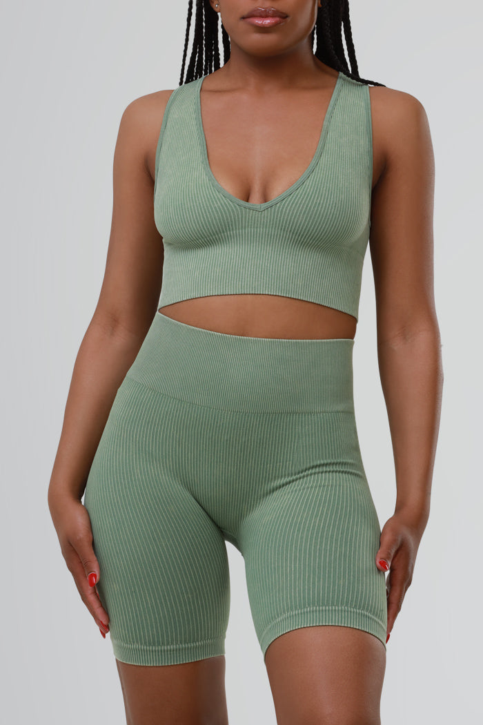 Take The Deal High Rise Cellulite Deleter Seamless Biker Shorts - Sage