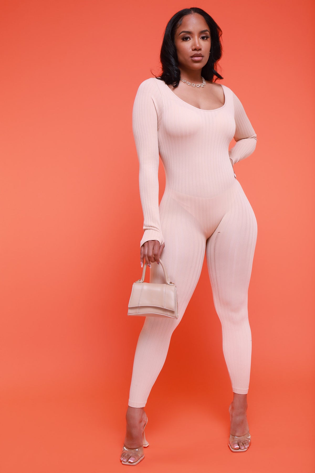 
              Keep Your Promise Ribbed Seamless Jumpsuit - Latte - Swank A Posh
            