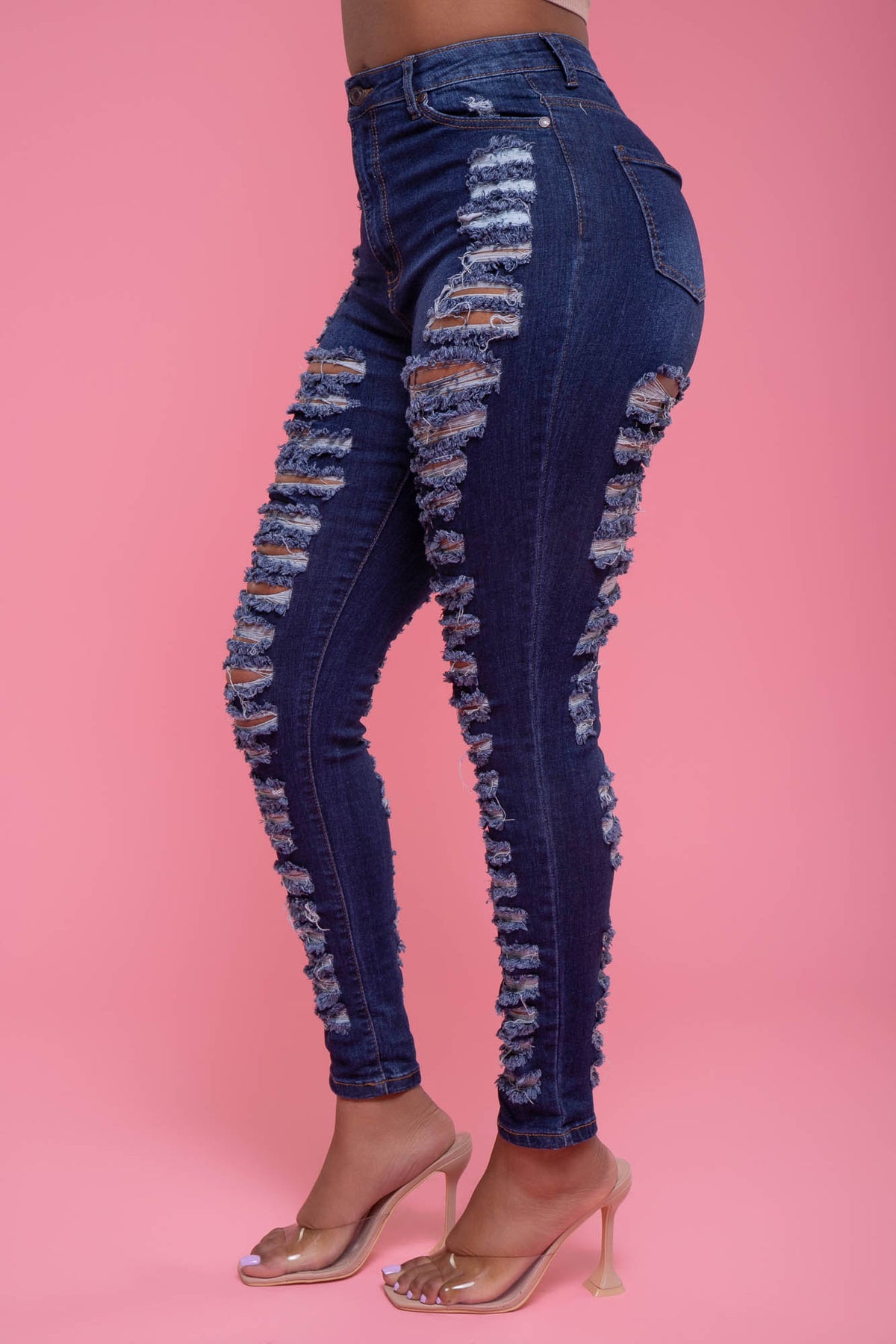 
              Down For You Hourglass High Rise Distressed Stretchy Jeans - Dark Wash - Swank A Posh
            