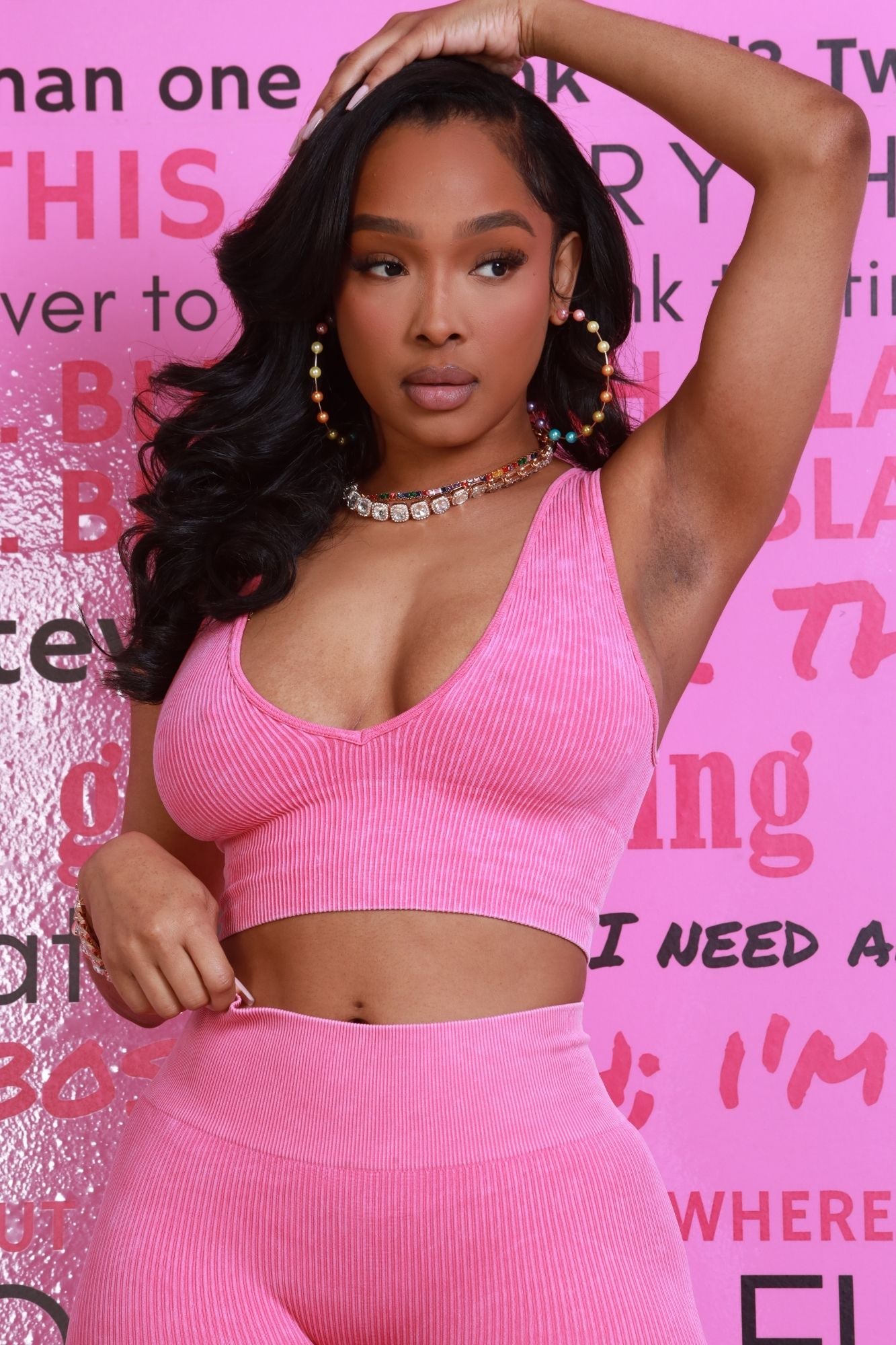 Morning Glow Cellulite Deleter Ribbed V-Neck Crop Top - Fuchsia