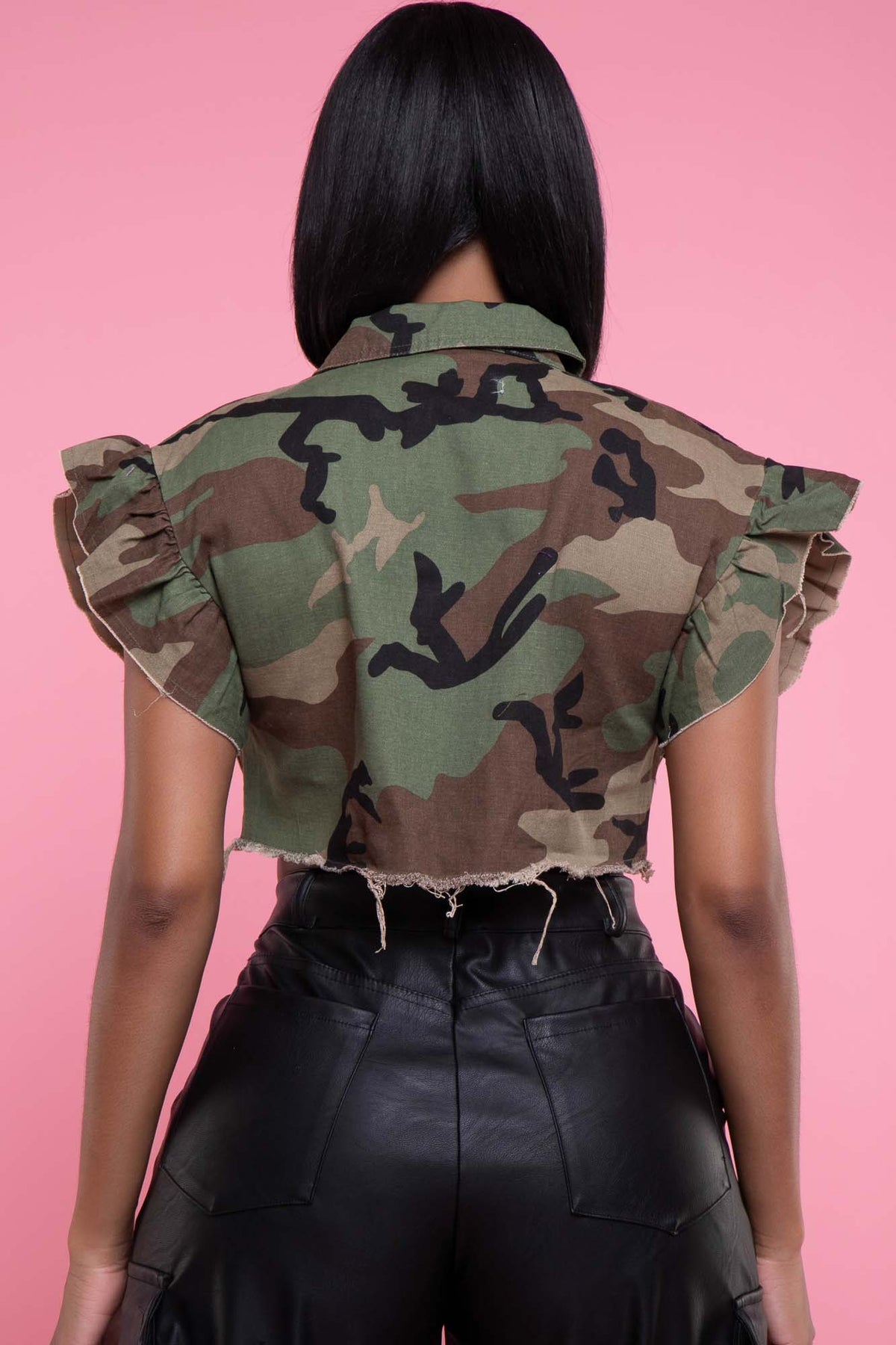 
              Make Yourself Short Sleeve Crop Top - Olive Camouflage - Swank A Posh
            