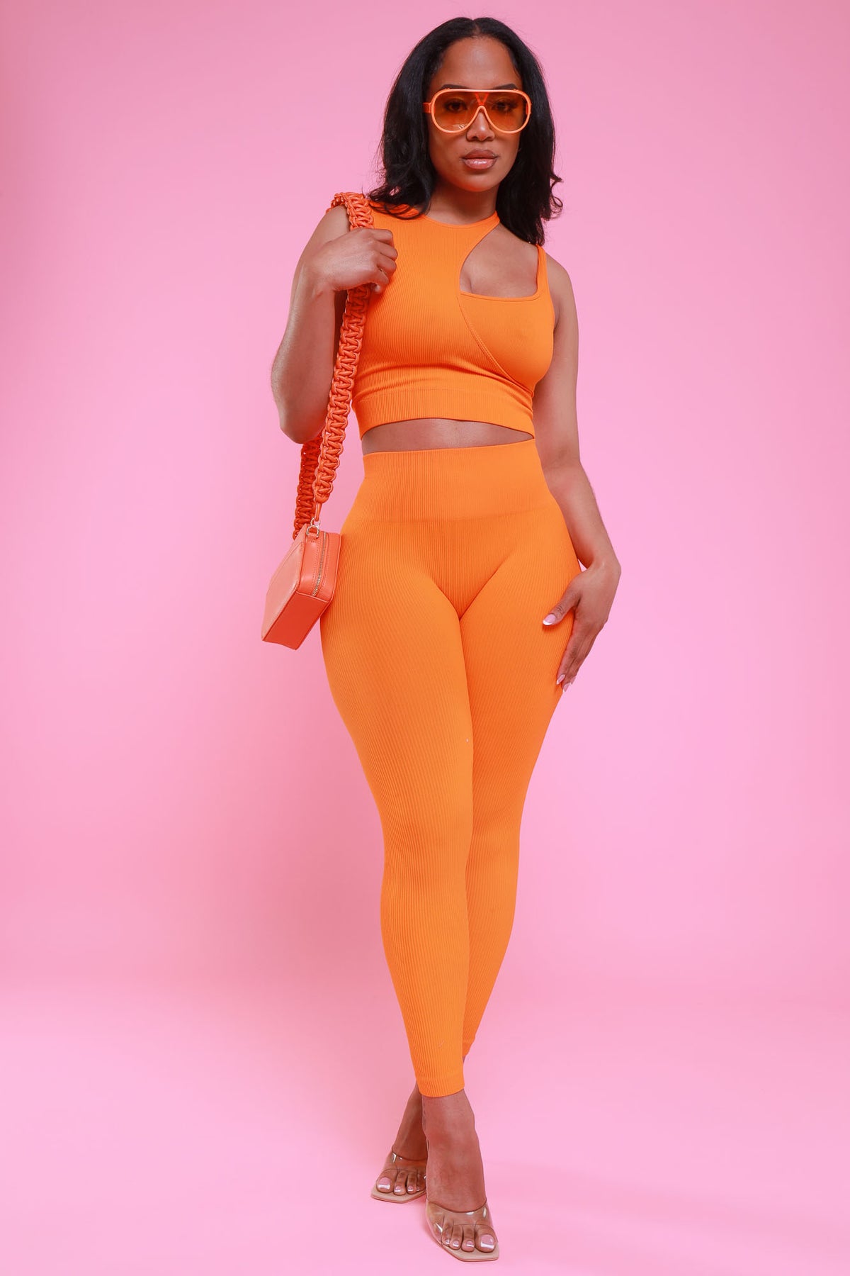 
              How It Ends Double Layer Cropped Legging Set - Orange - Swank A Posh
            