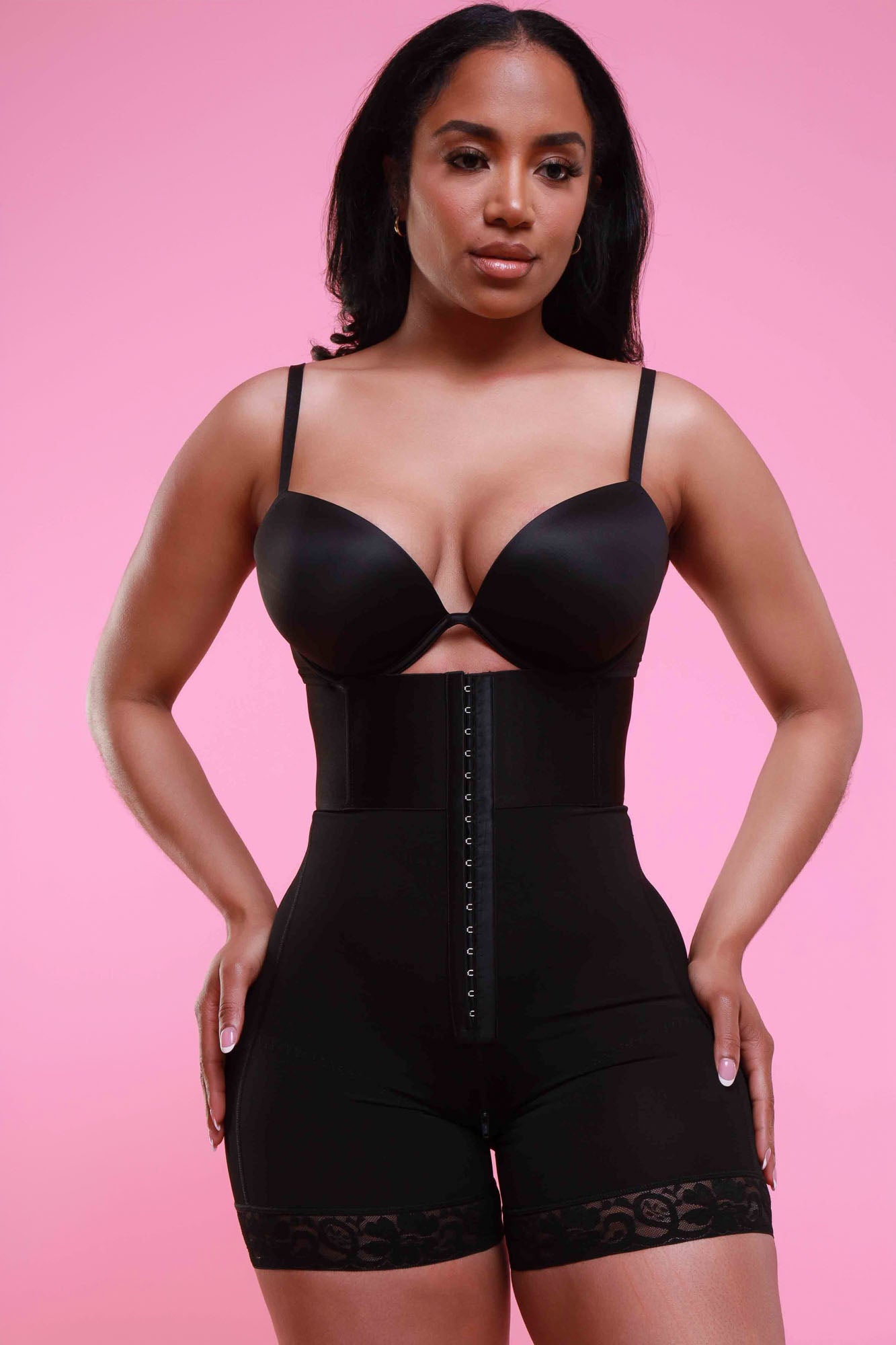 Hourglass BBL Girdle with Mid Legs and Hooks –