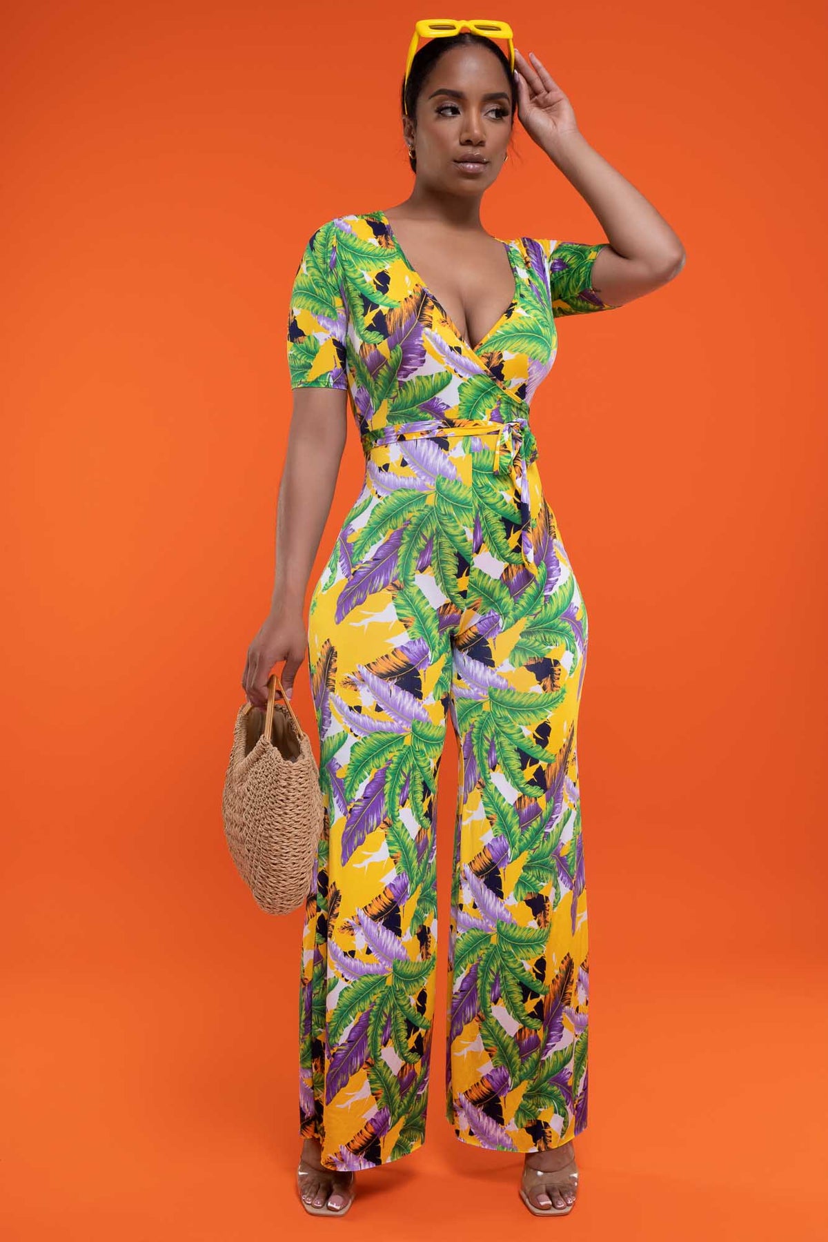 
              See Me Shine Tie Up Print Jumpsuit - Green - Swank A Posh
            