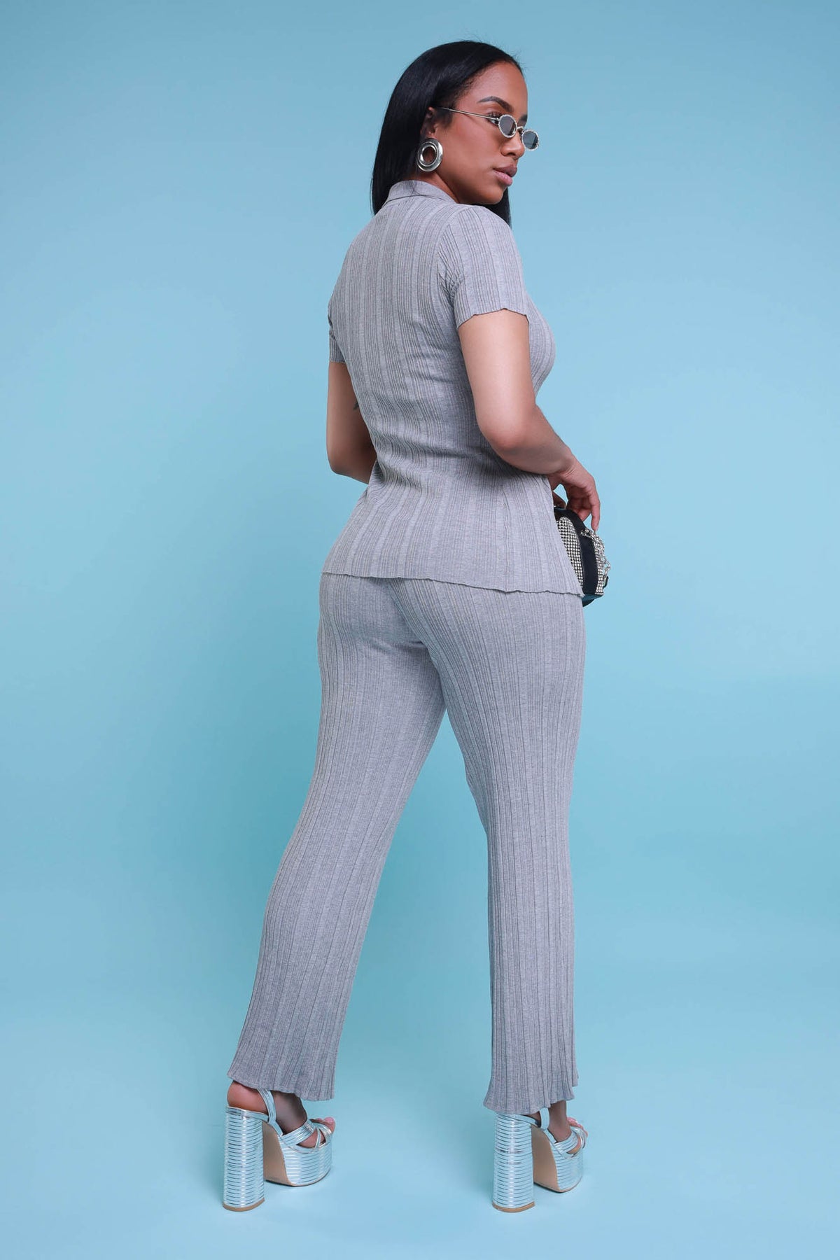
              First Impression Open Front Pants Set - Heather Grey - Swank A Posh
            