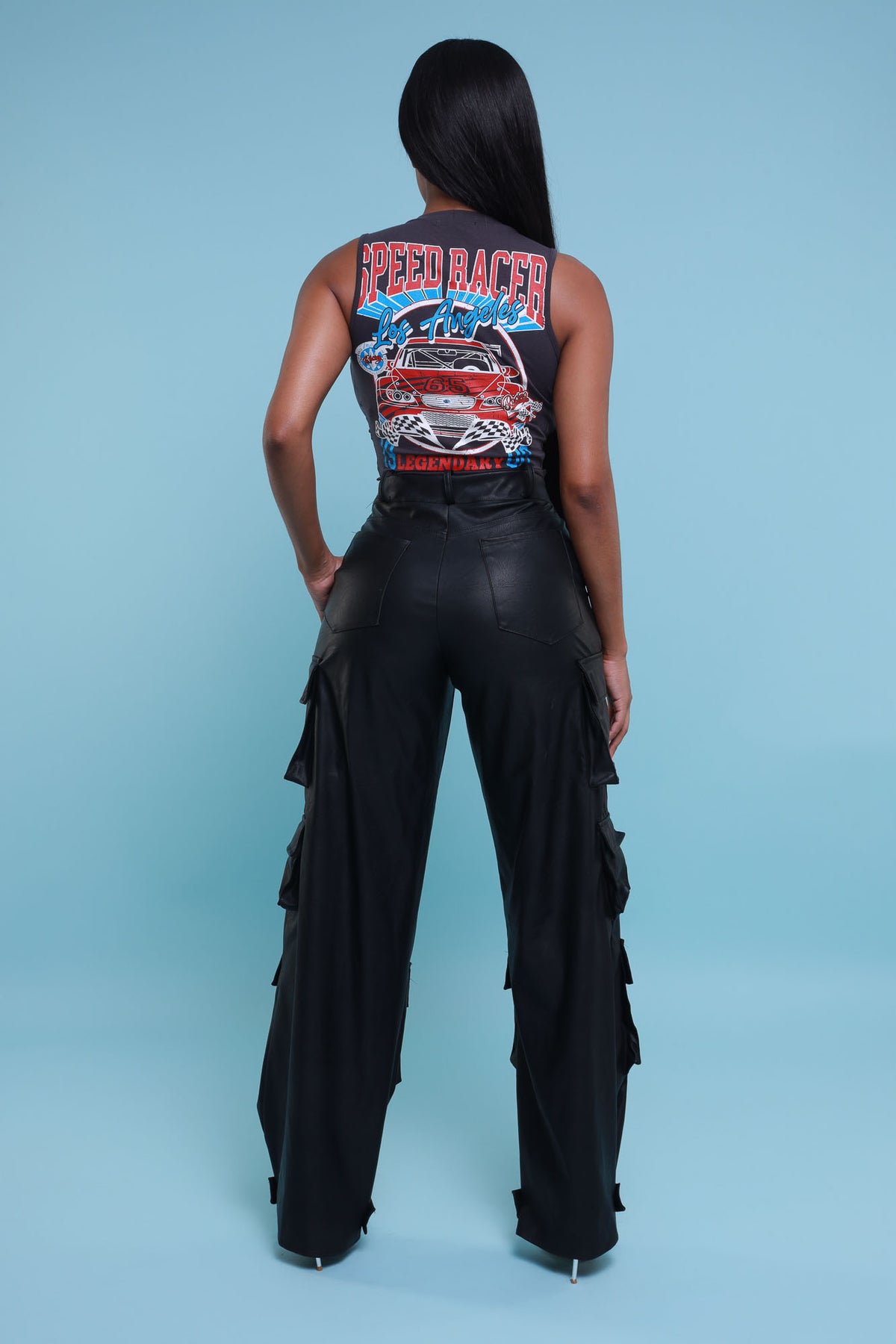 
              Speed Racer Embellished Graphic Crop Top - Charcoal Grey - Swank A Posh
            