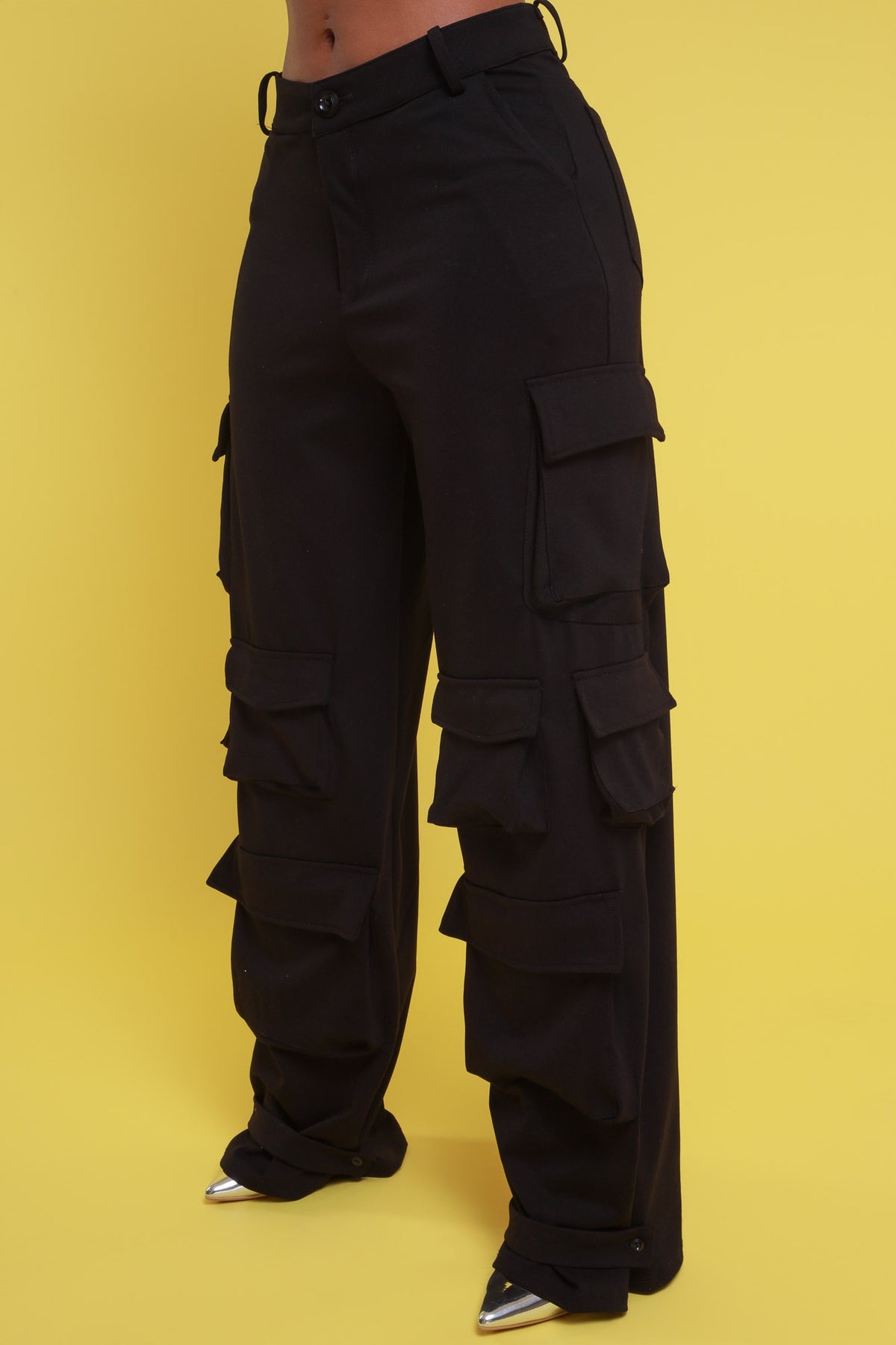
              Baggy Multi Pocket Long Cargo Pants - Black - Swank A Posh
            