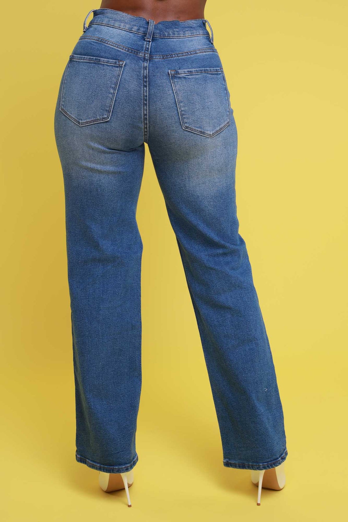 
              No Cap High Rise Distressed Bootcut Jeans - Medium Stone - Swank A Posh
            