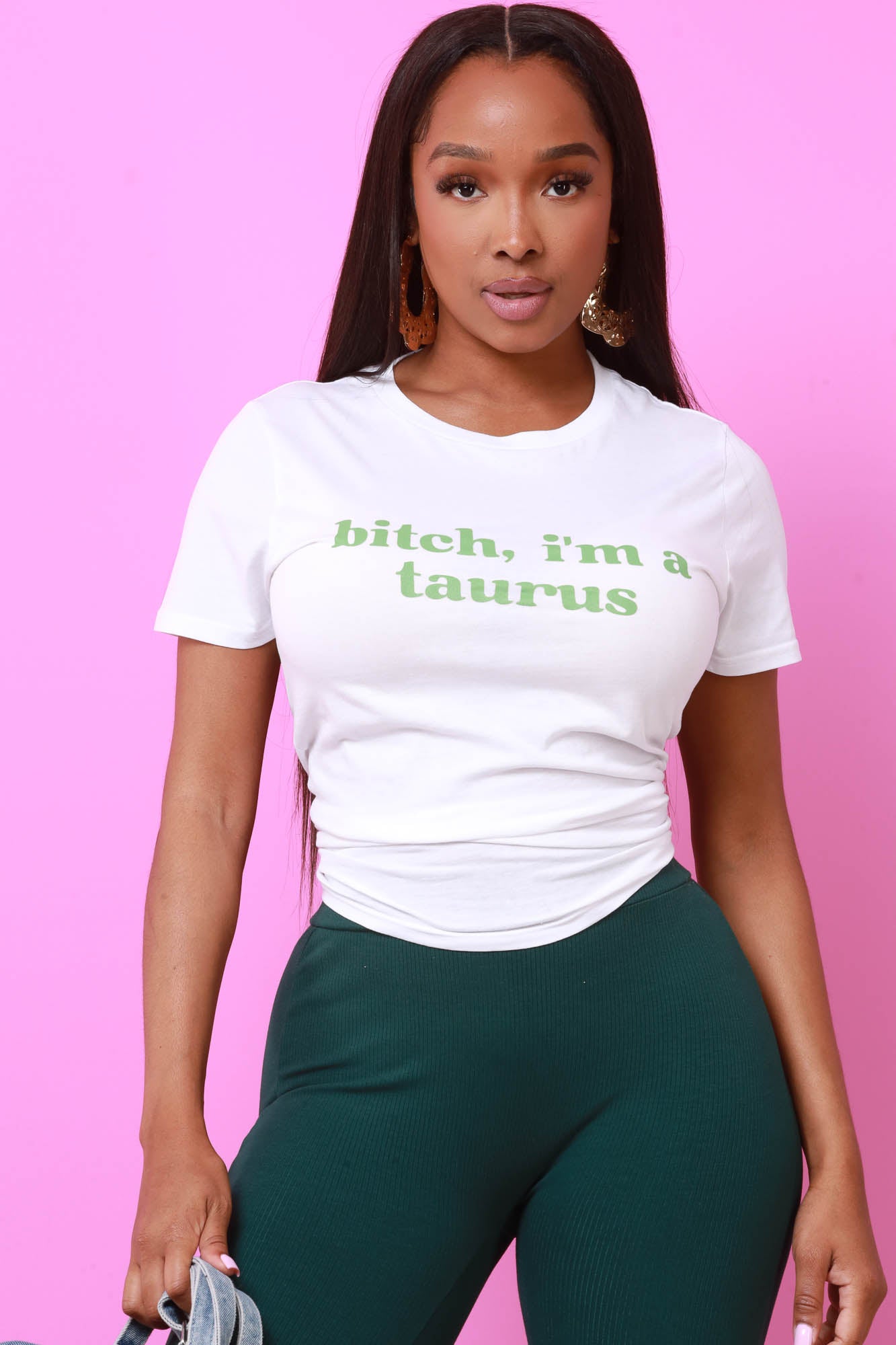 Zodiac Season Graphic Print T-Shirt - Taurus White/Green