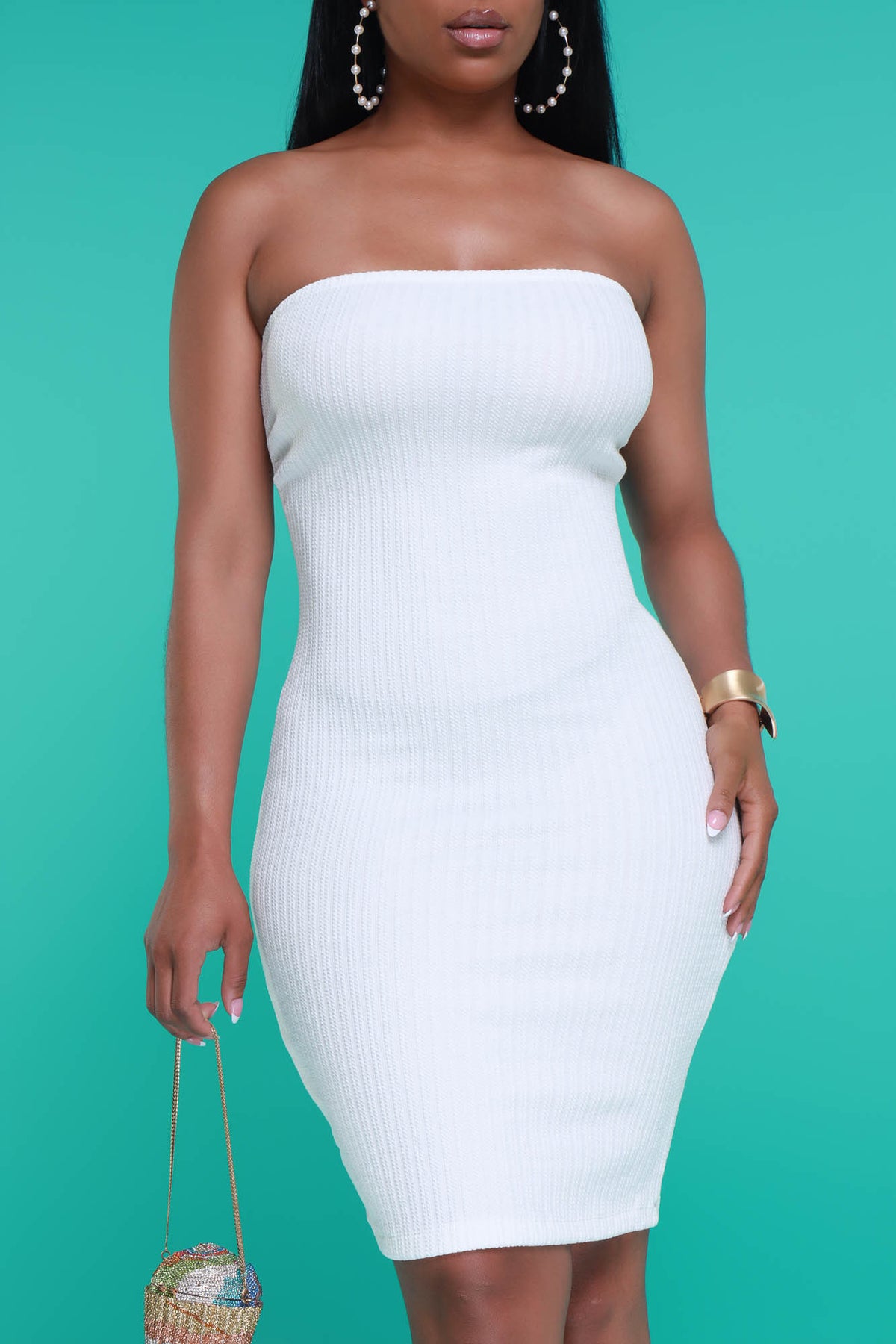 
              Up To Something Strapless Ribbed Mini Dress - Off White - Swank A Posh
            