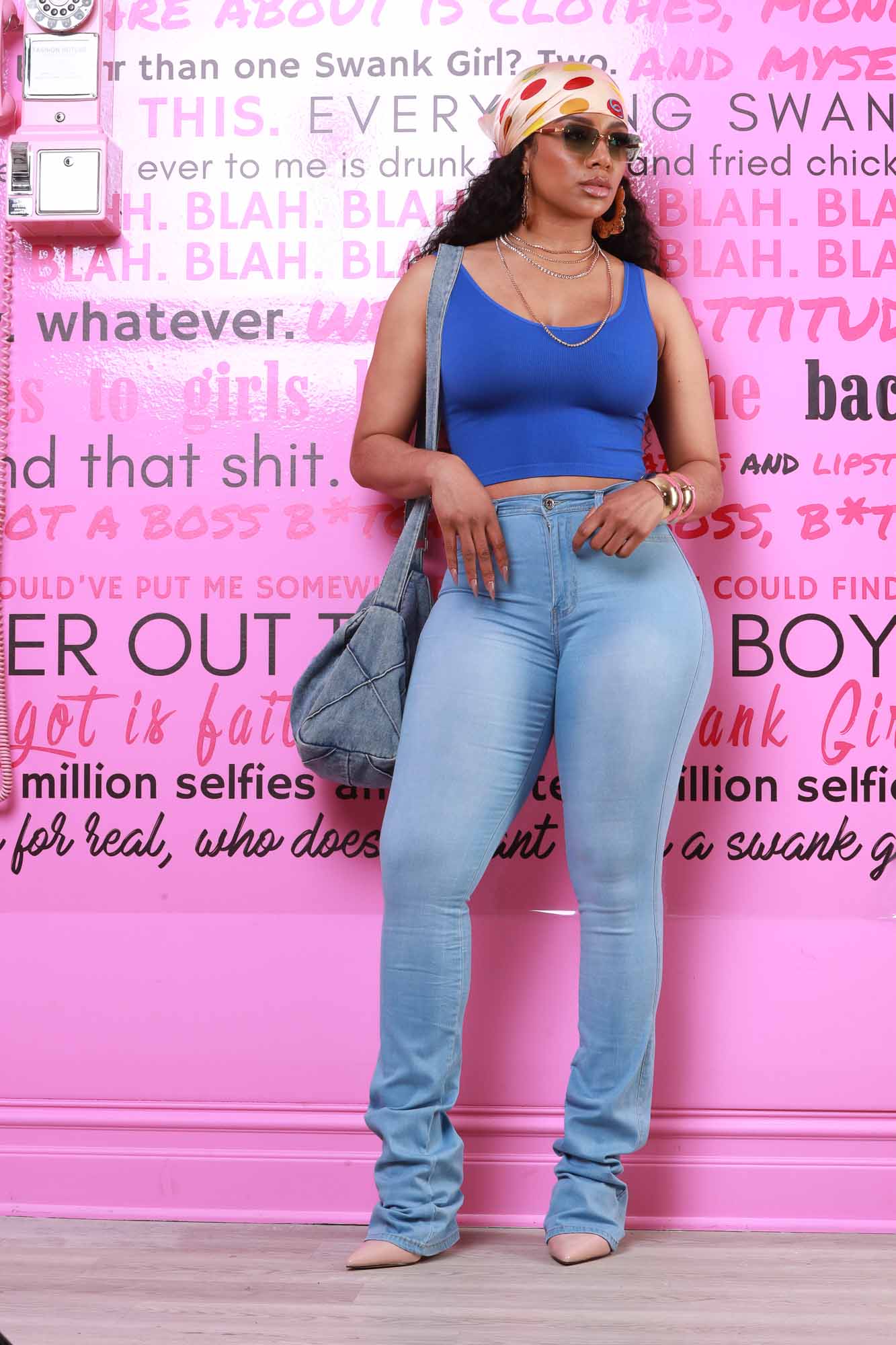 Miss A Beat Ribbed Cropped Tank Top - Royal Blue