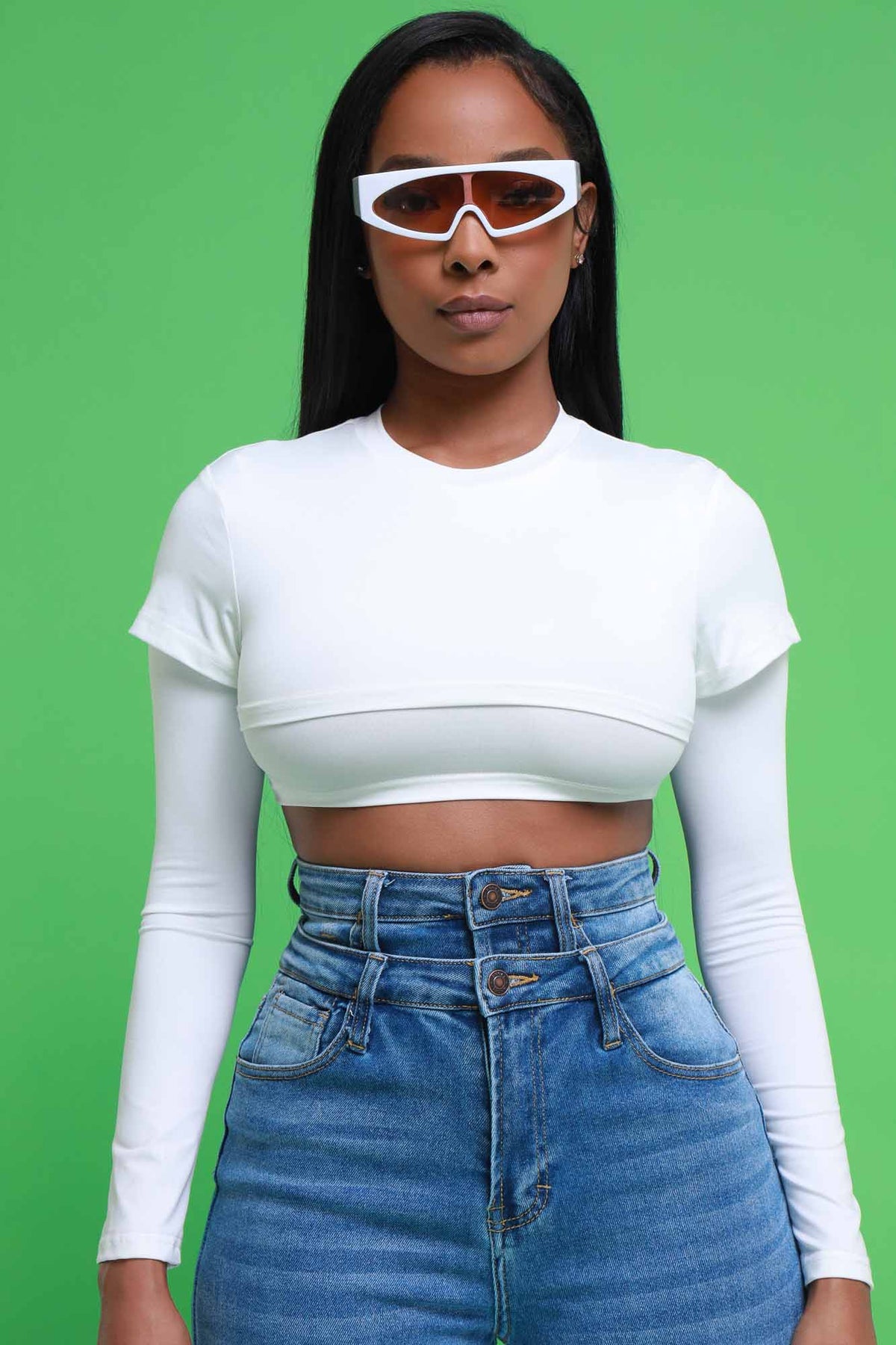 
              Dig Deeper Double Layer Crop Top - White - Swank A Posh
            