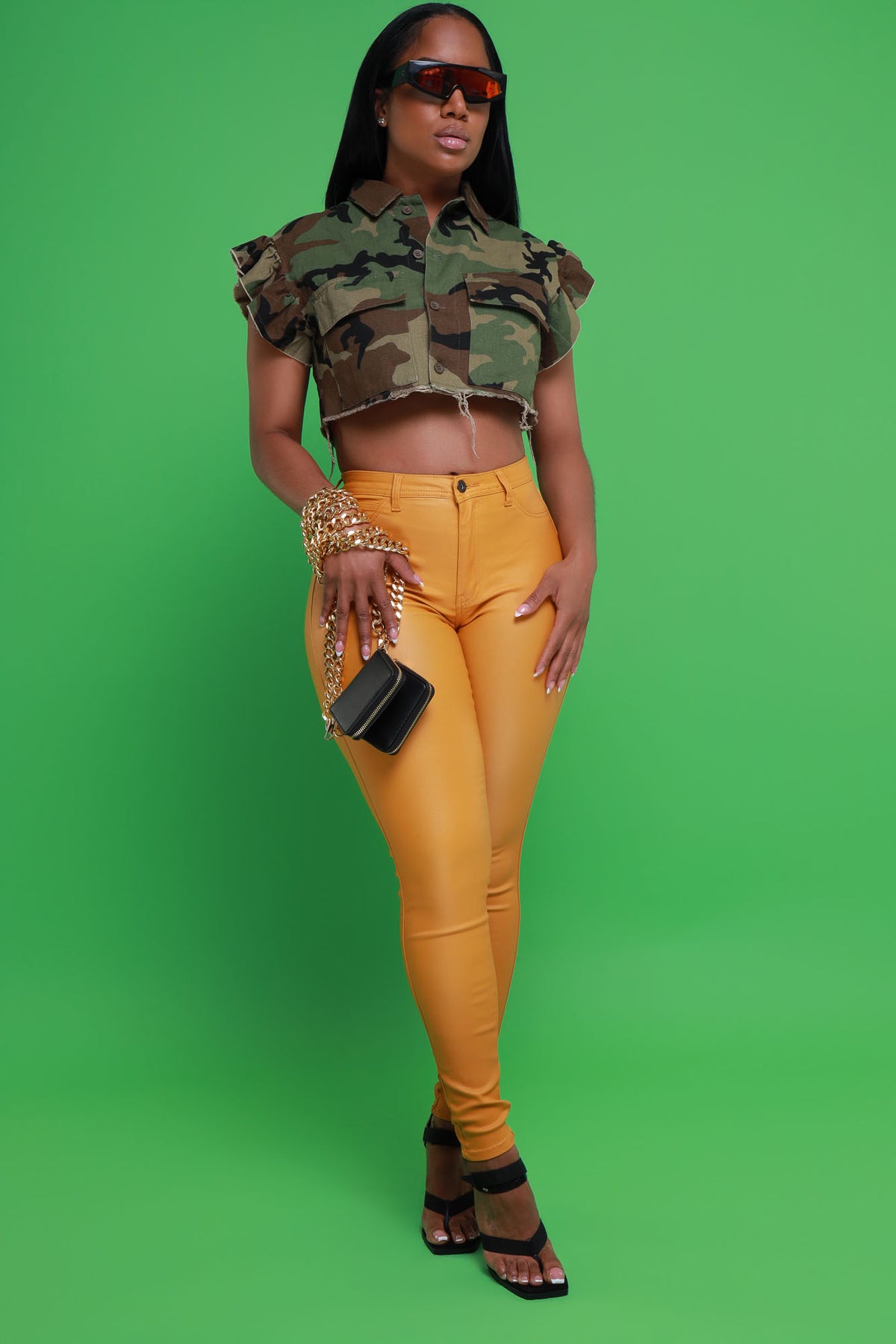
              Make Yourself Short Sleeve Crop Top - Olive Camouflage - Swank A Posh
            