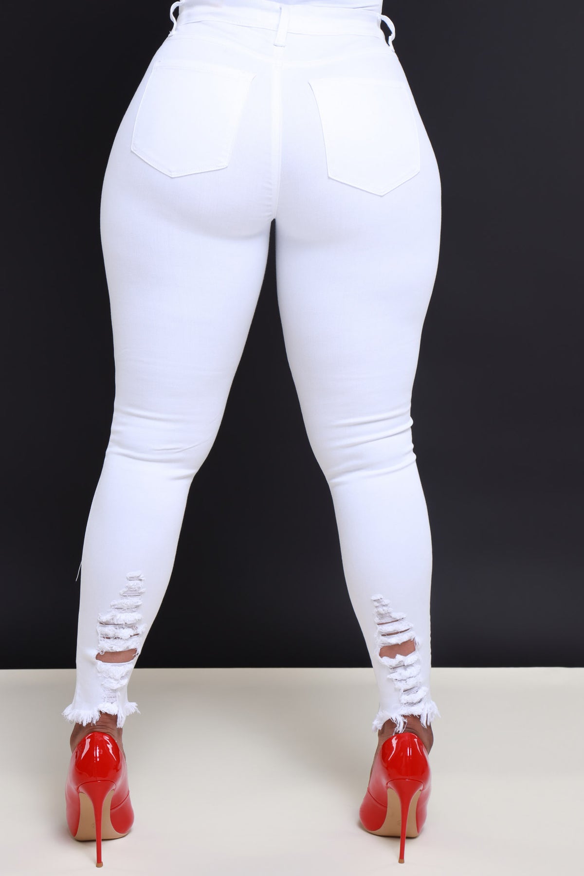 
              Witness Distressed High Rise Jeans - White - Swank A Posh
            