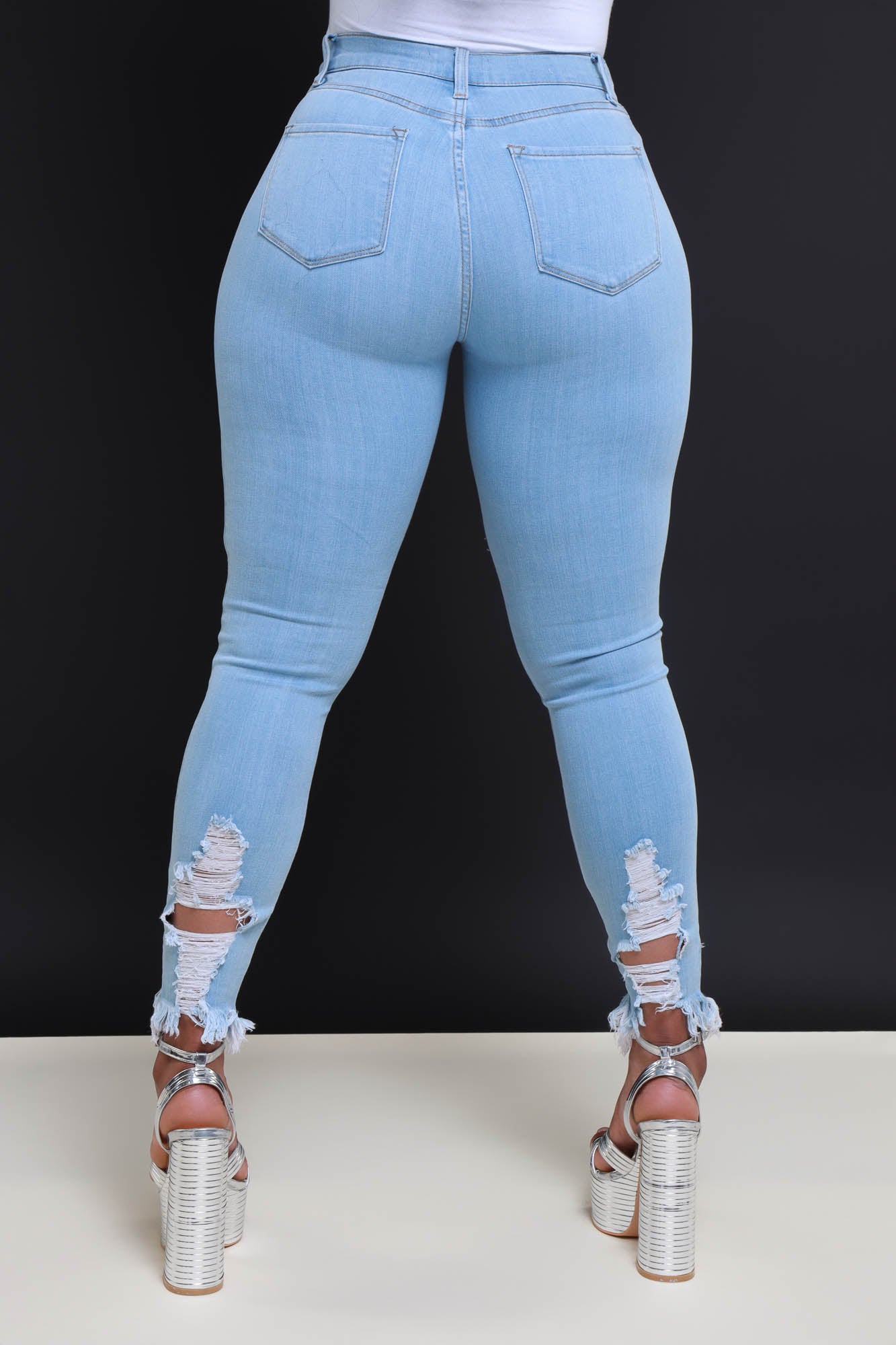 Witness Distressed High Rise Jeans - Light Wash - Swank A Posh