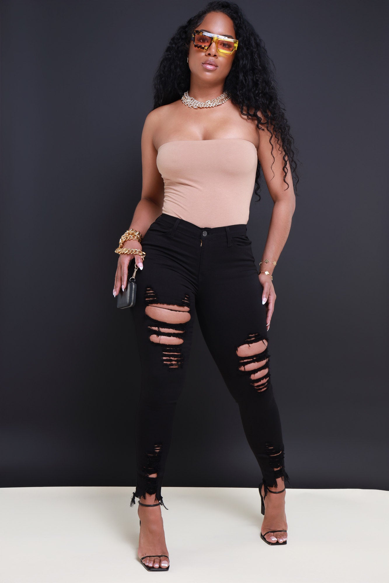 Witness Distressed High Rise Jeans - Black - Swank A Posh