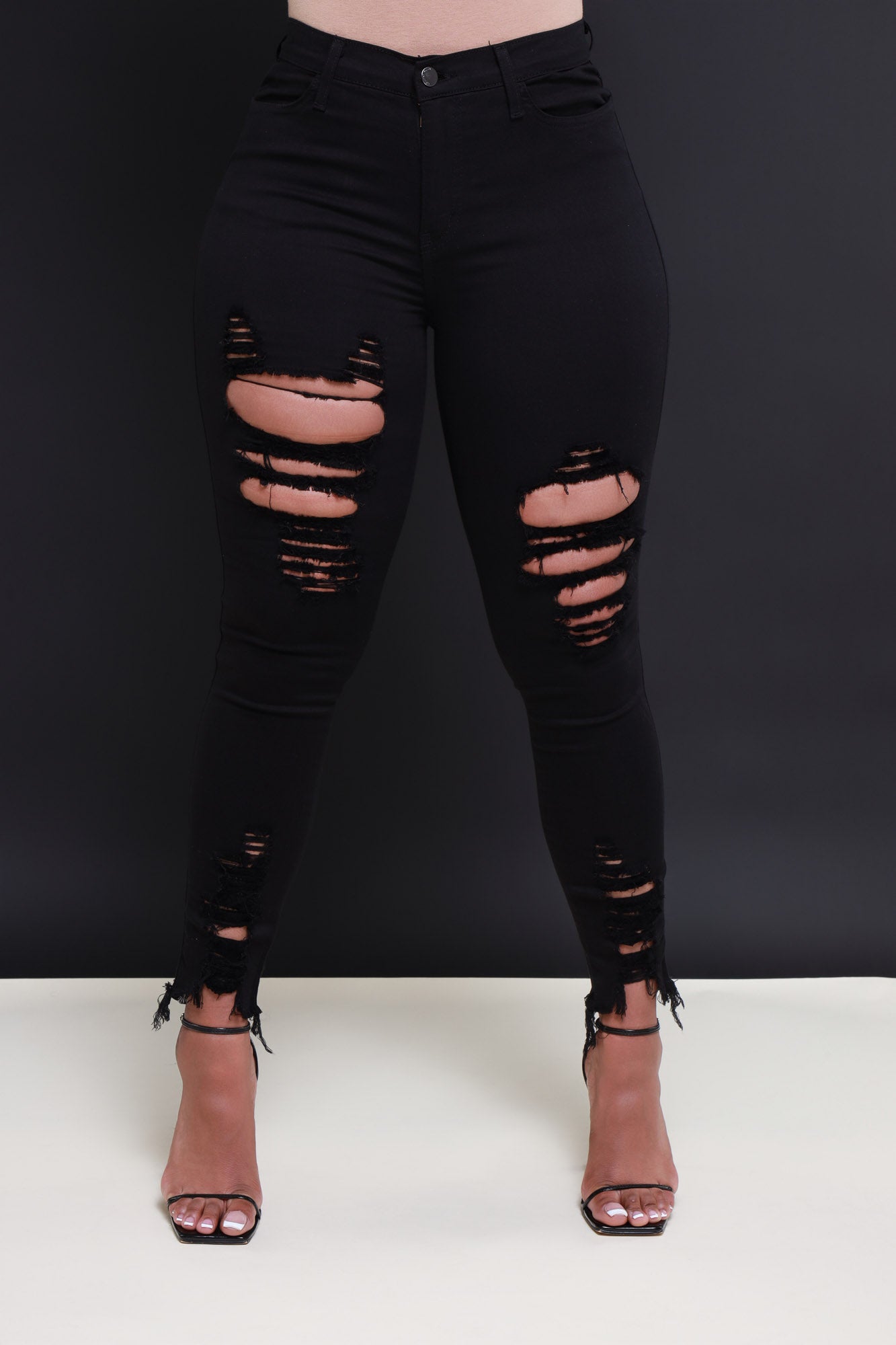 Witness Distressed High Rise Jeans - Black - Swank A Posh