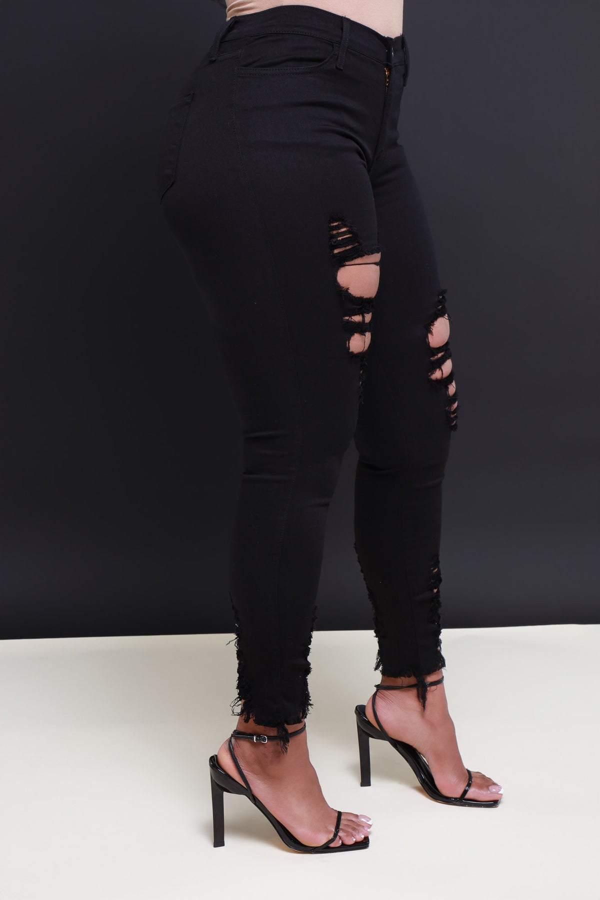 
              Witness Distressed High Rise Jeans - Black - Swank A Posh
            