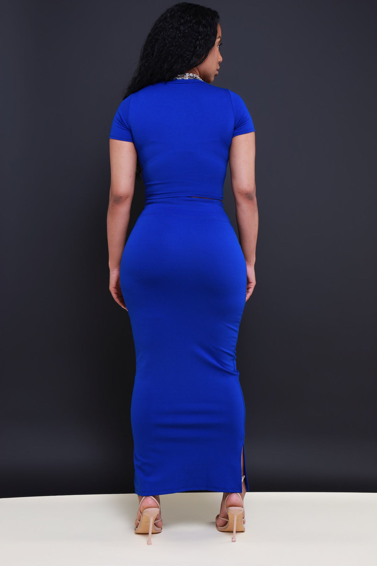 
              Stay Humble Short Sleeve Maxi Skirt Set - Royal Blue - Swank A Posh
            