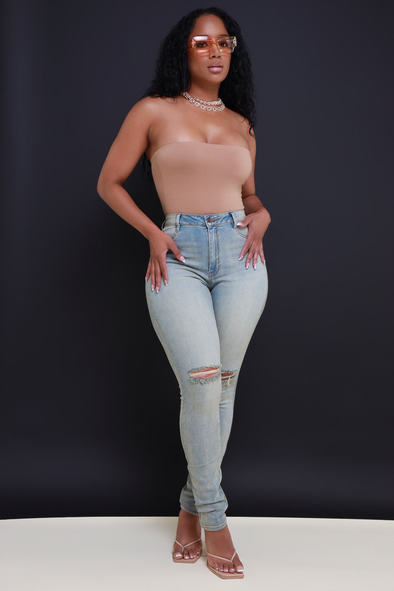 Zone Out High Rise Distressed Skinny Jeans - Light Wash - Swank A Posh