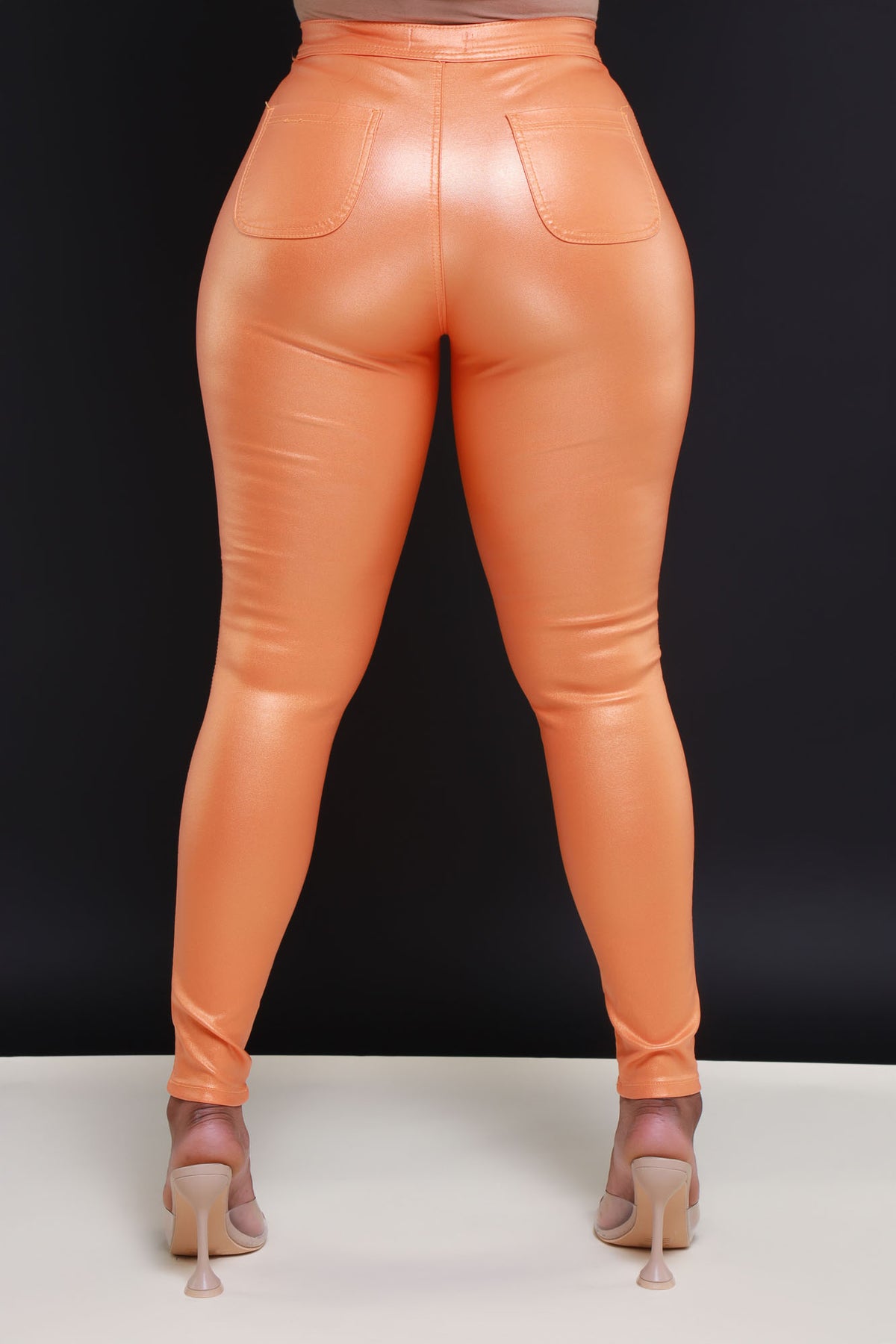 
              Coming In Hot High Rise Metallic Skinny Pants - Orange - Swank A Posh
            