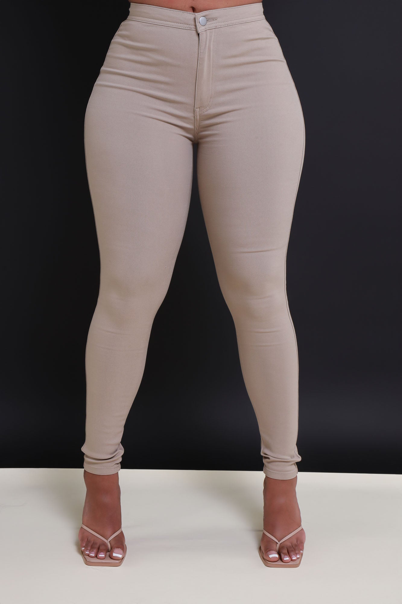 Super Swank High Waist Stretchy Jeans - Khaki - Swank A Posh