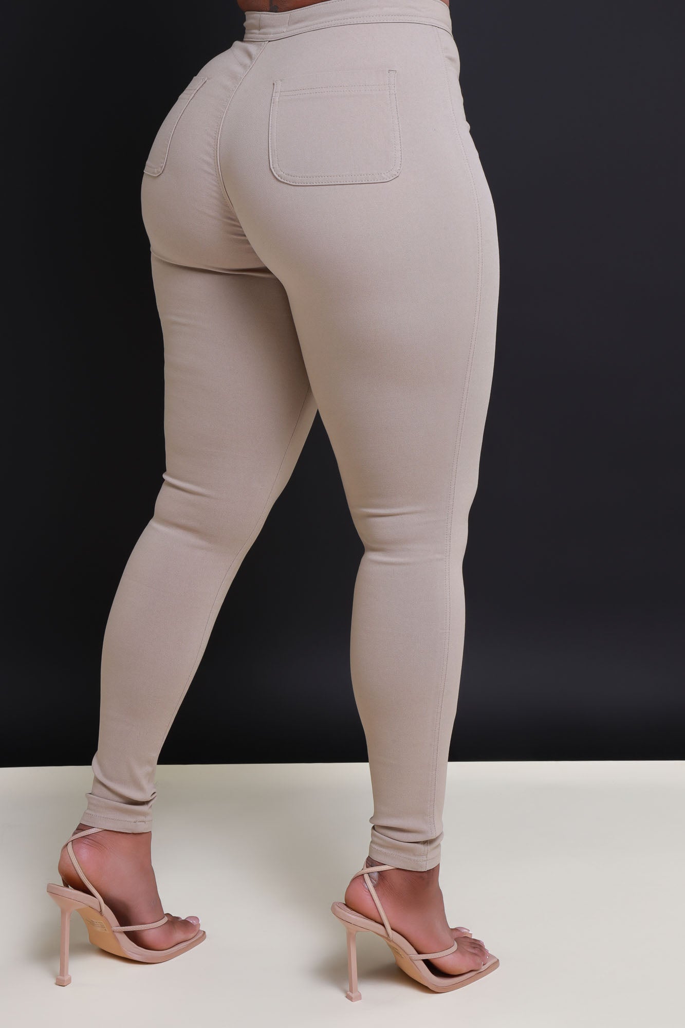 Super Swank High Waist Stretchy Jeans - Khaki - Swank A Posh
