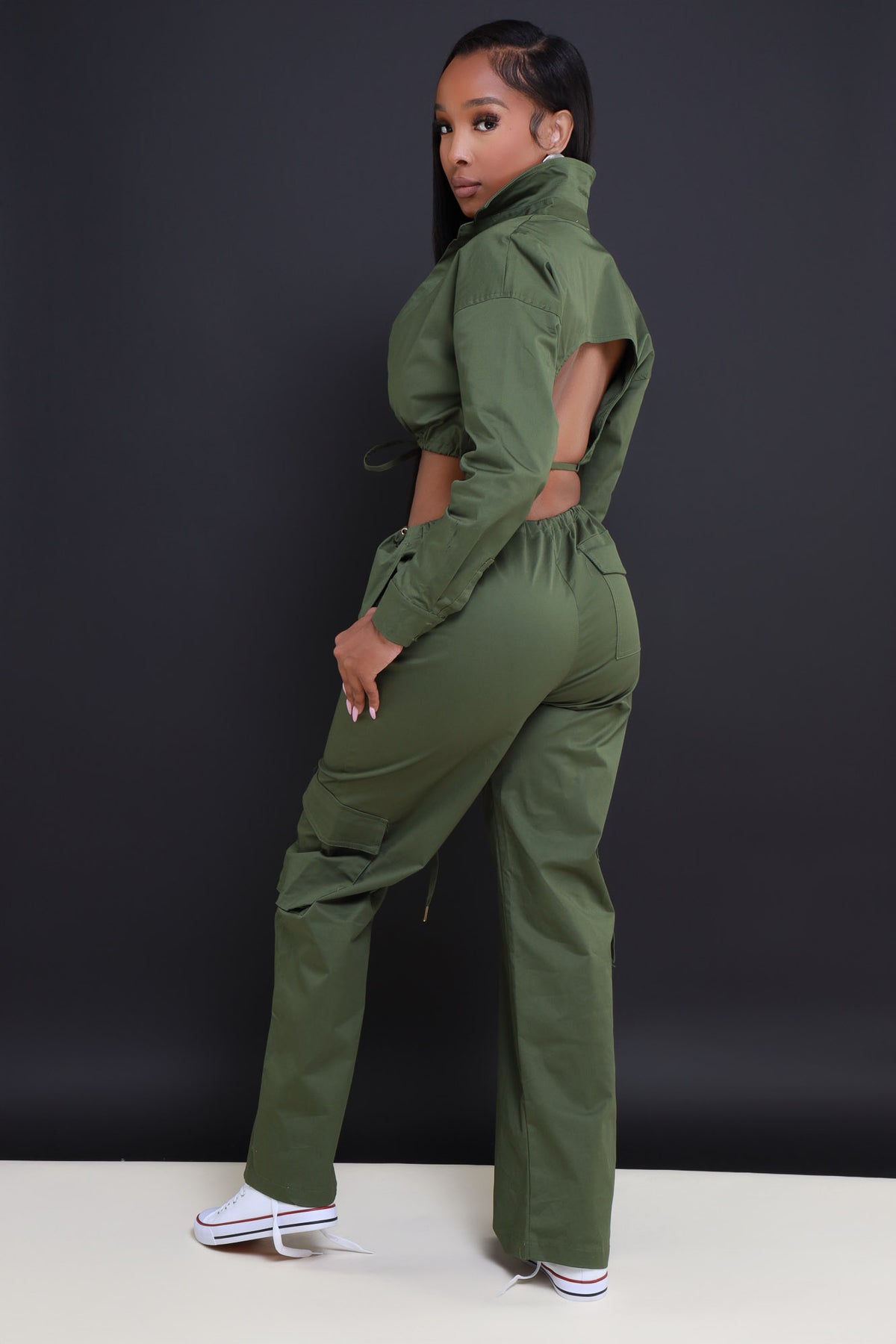 
              Time To Go Cropped Cargo Pants Set - Olive - Swank A Posh
            