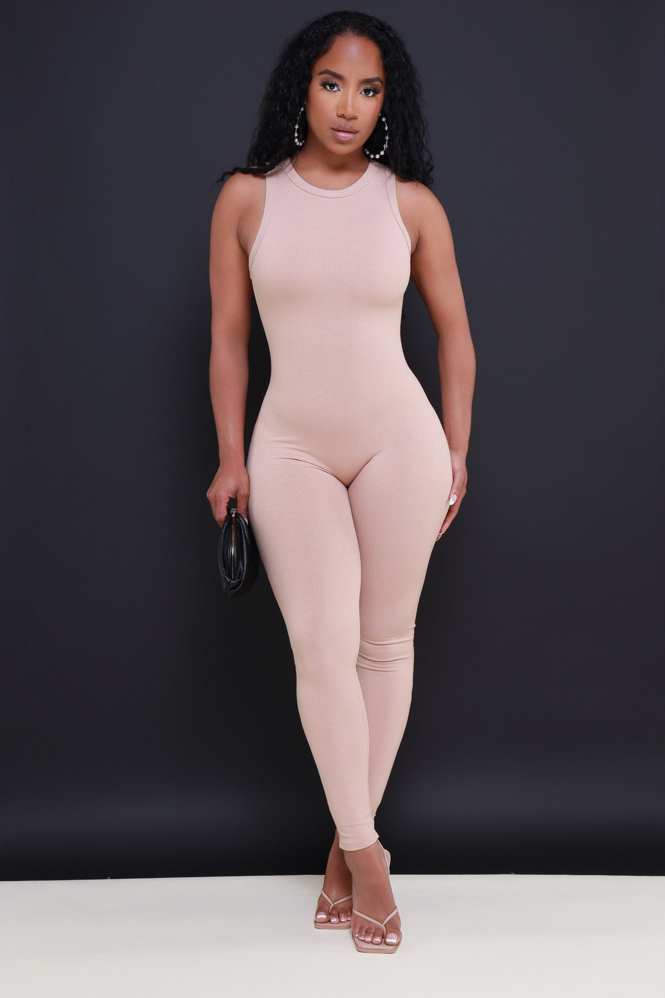 About That Snatched Cellulite Deleter Sleeveless Jumpsuit - Tan
