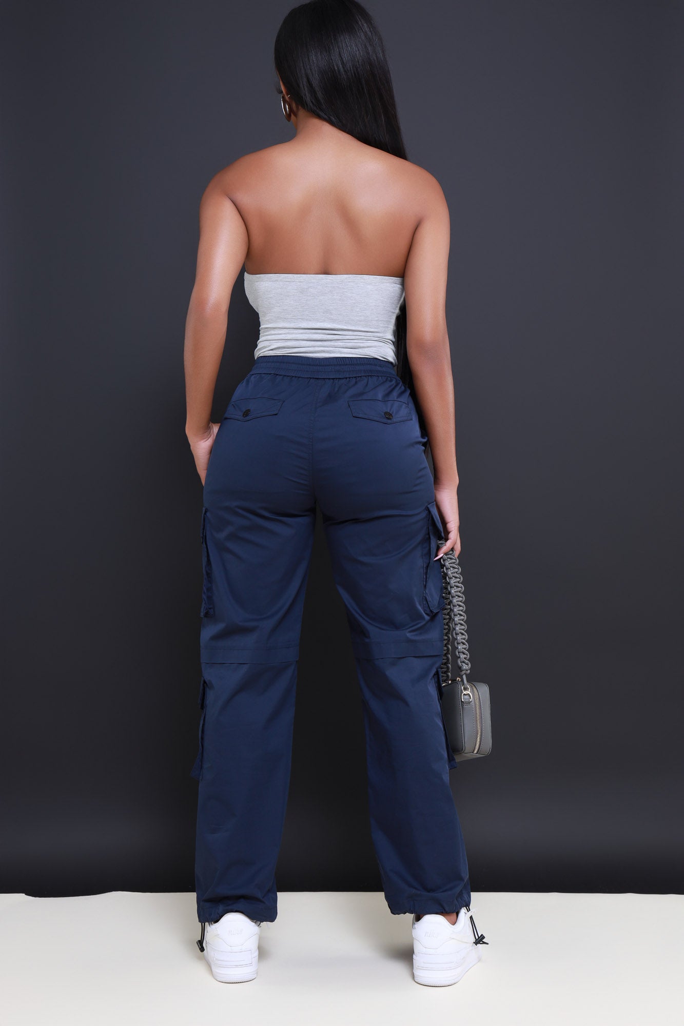 Explore High Rise Cargo Pants - Navy Blue