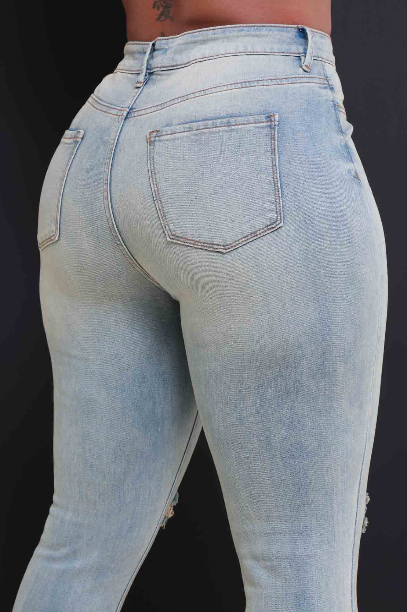 Zone Out High Rise Distressed Skinny Jeans - Light Wash - Swank A Posh
