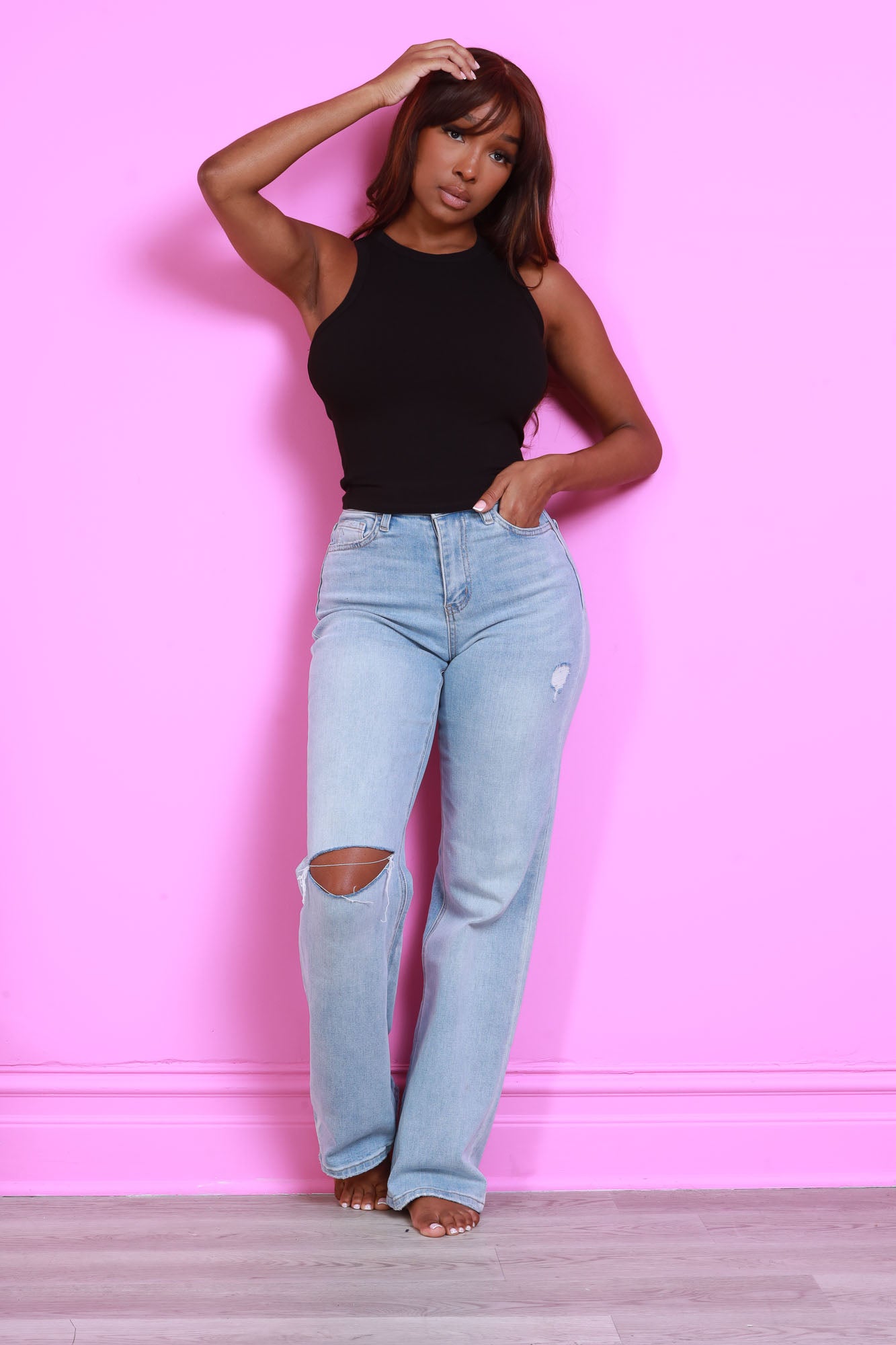 Make It So Ribbed Crewneck Tank Top - Black