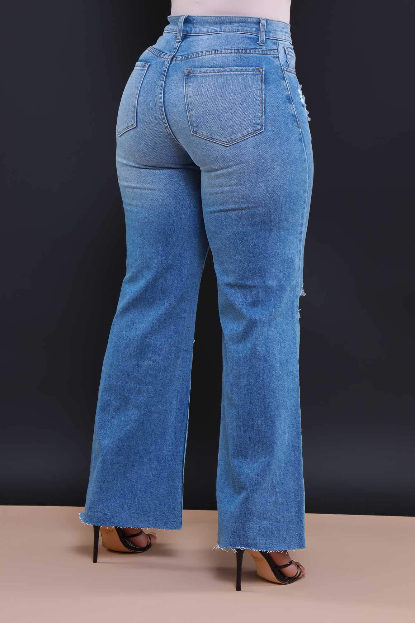 RWD RAW 400 High Rise Jeans - Medium Wash Distressed Straight Leg - Swank A Posh