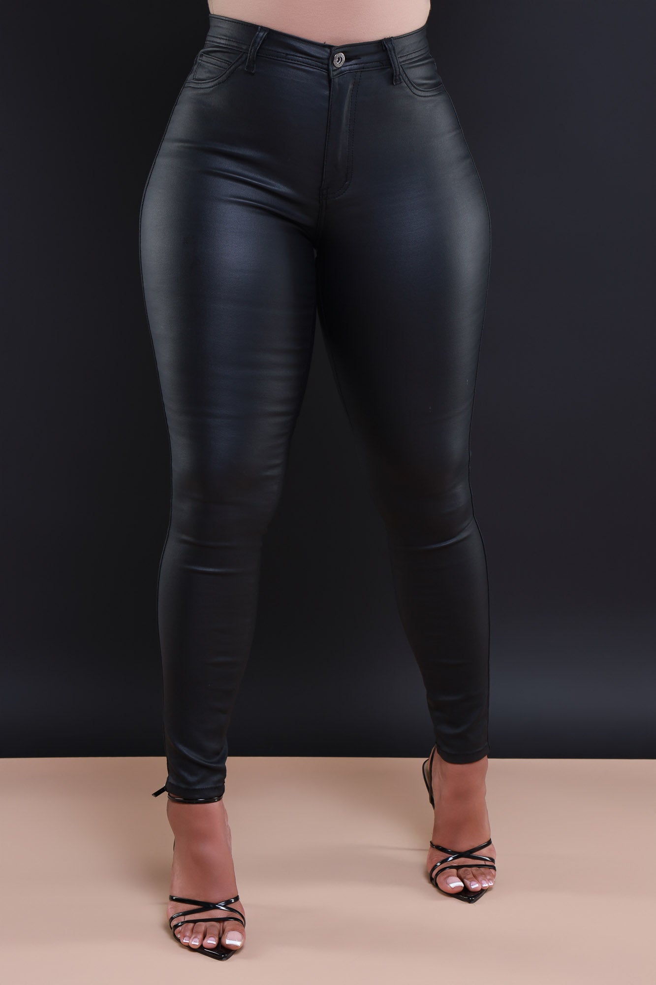Metallic Black Coated Skinny Jeans | FreeSpirits | SilkFred AU