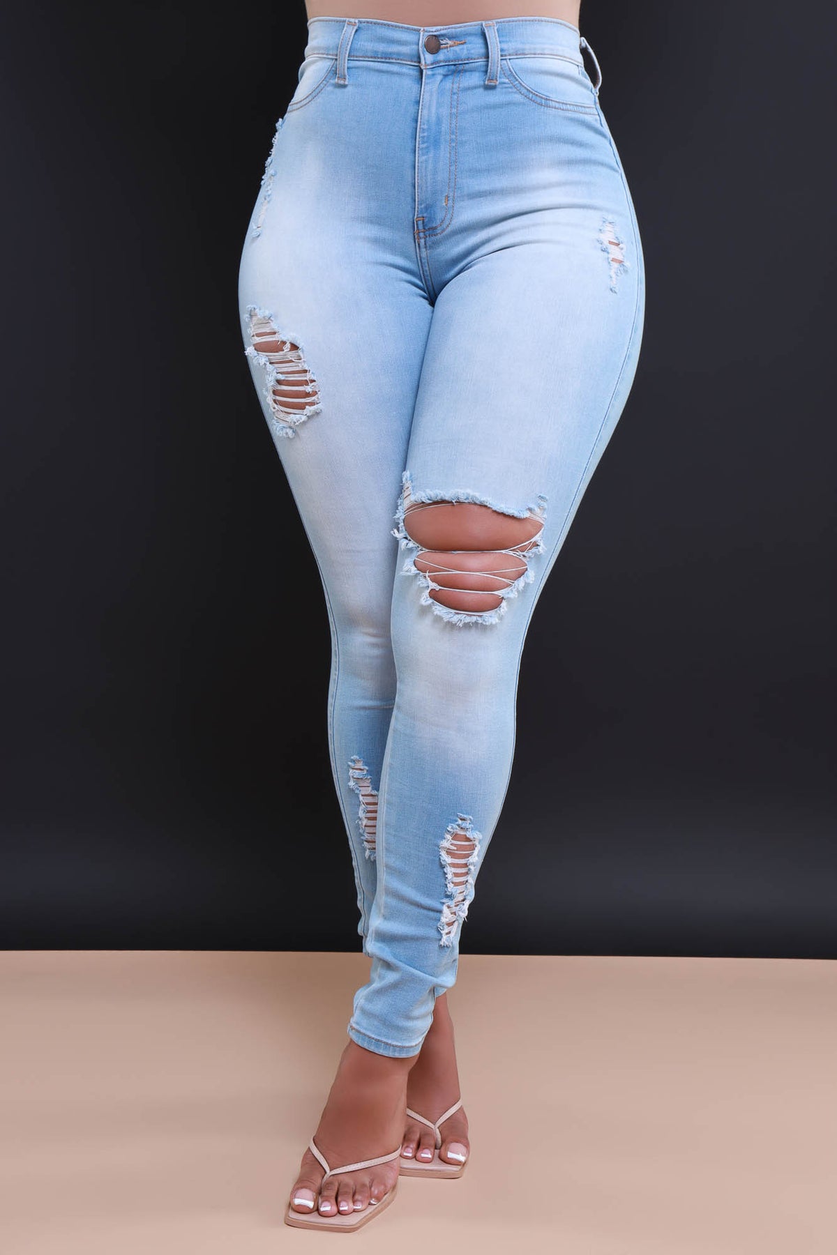 
              Say Less High Rise Distressed Skinny Jeans - Light Wash - Swank A Posh
            