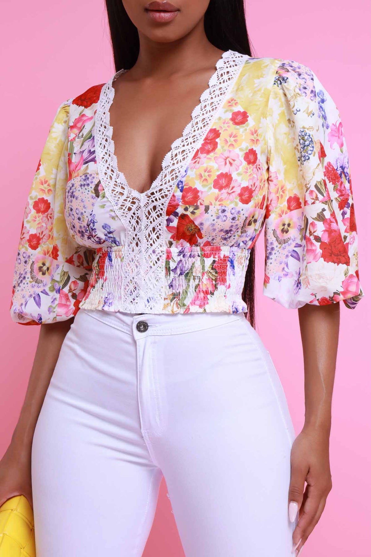 
              Roses Are Red Lace Crop Top - Red Multicolor - Swank A Posh
            