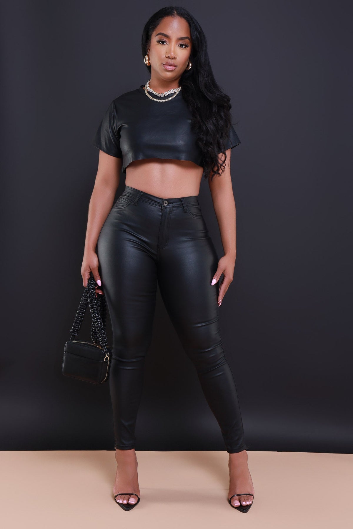
              Act Grown Faux Leather Crop Top - Black - Swank A Posh
            