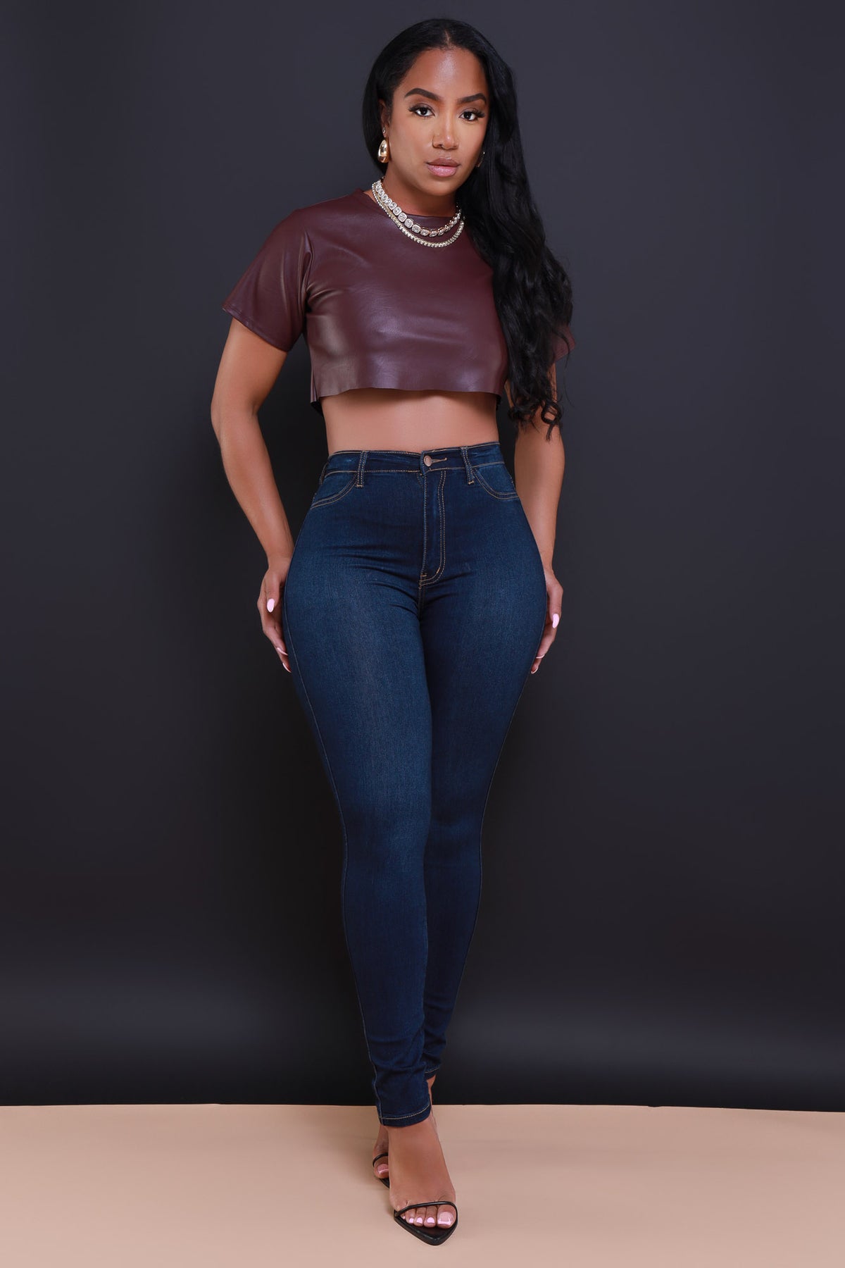 
              Act Grown Faux Leather Crop Top - Burgundy - Swank A Posh
            