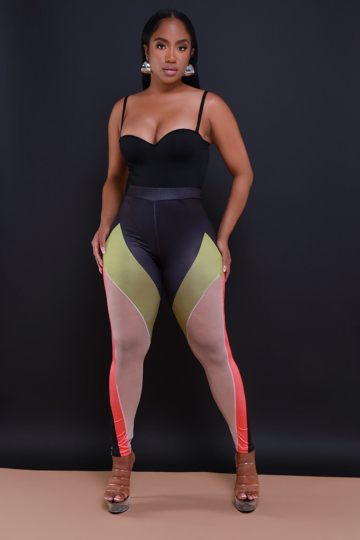 
              After All High Rise Multicolor Leggings - Black/Pink - Swank A Posh
            