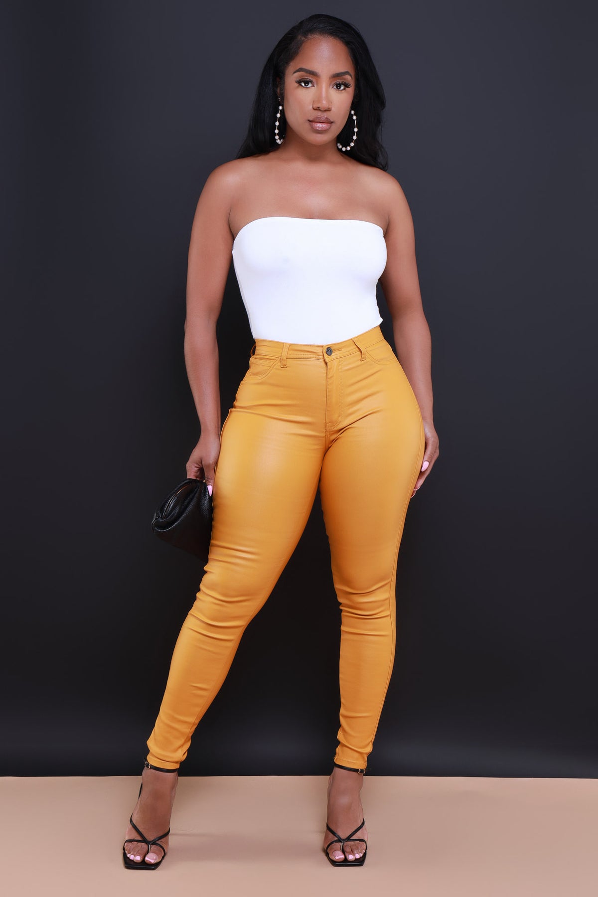 
              Curve You Faux Leather High Rise Pants - Mustard - Swank A Posh
            