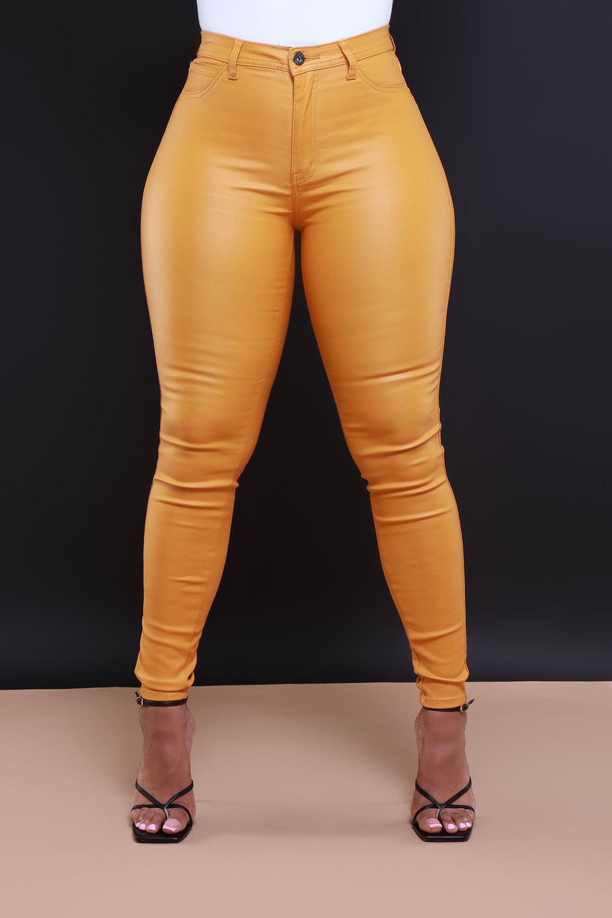 
              Curve You Faux Leather High Rise Pants - Mustard - Swank A Posh
            