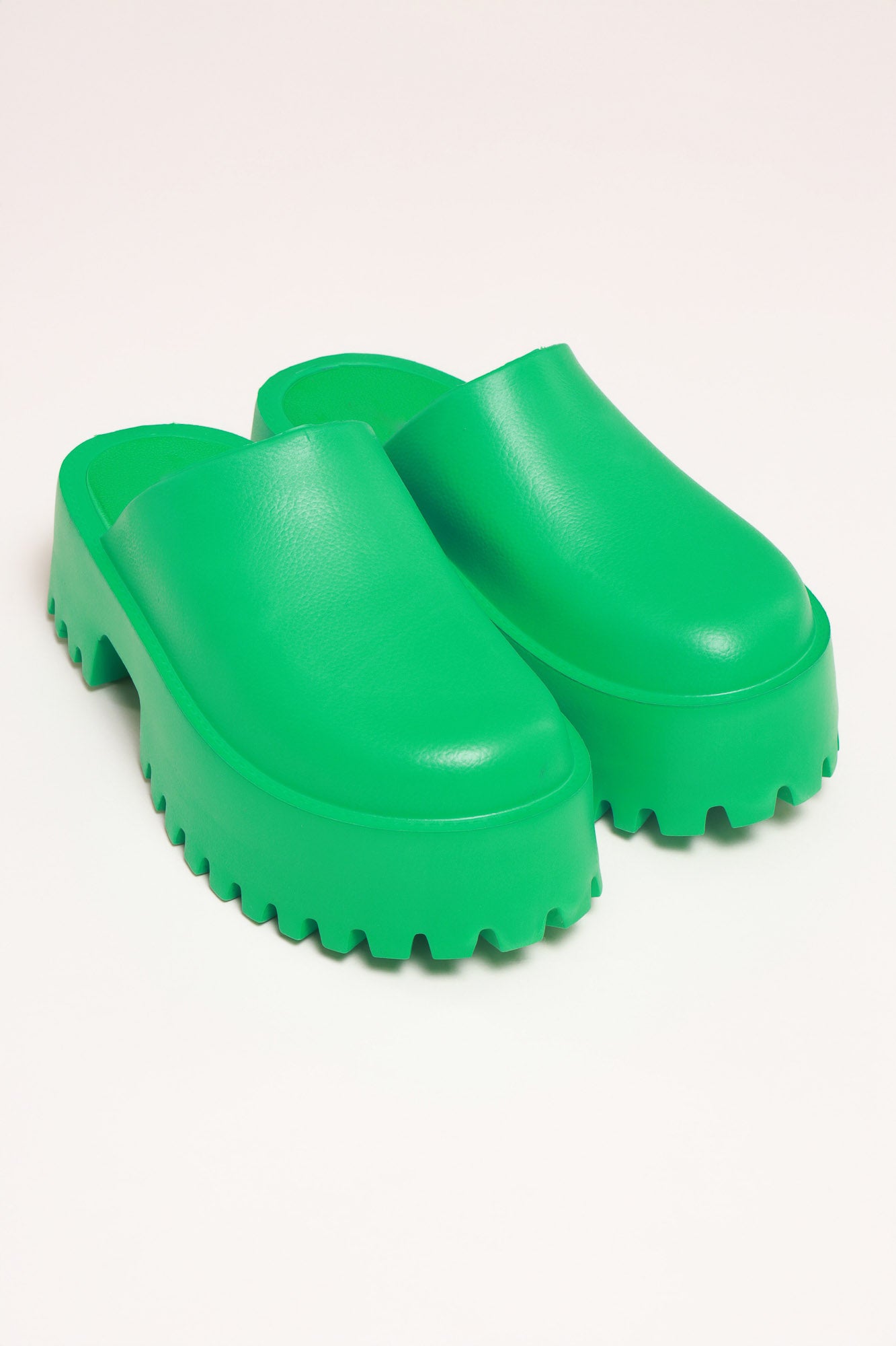 No Such Luck Platform Chunky Slides - Green - Swank A Posh