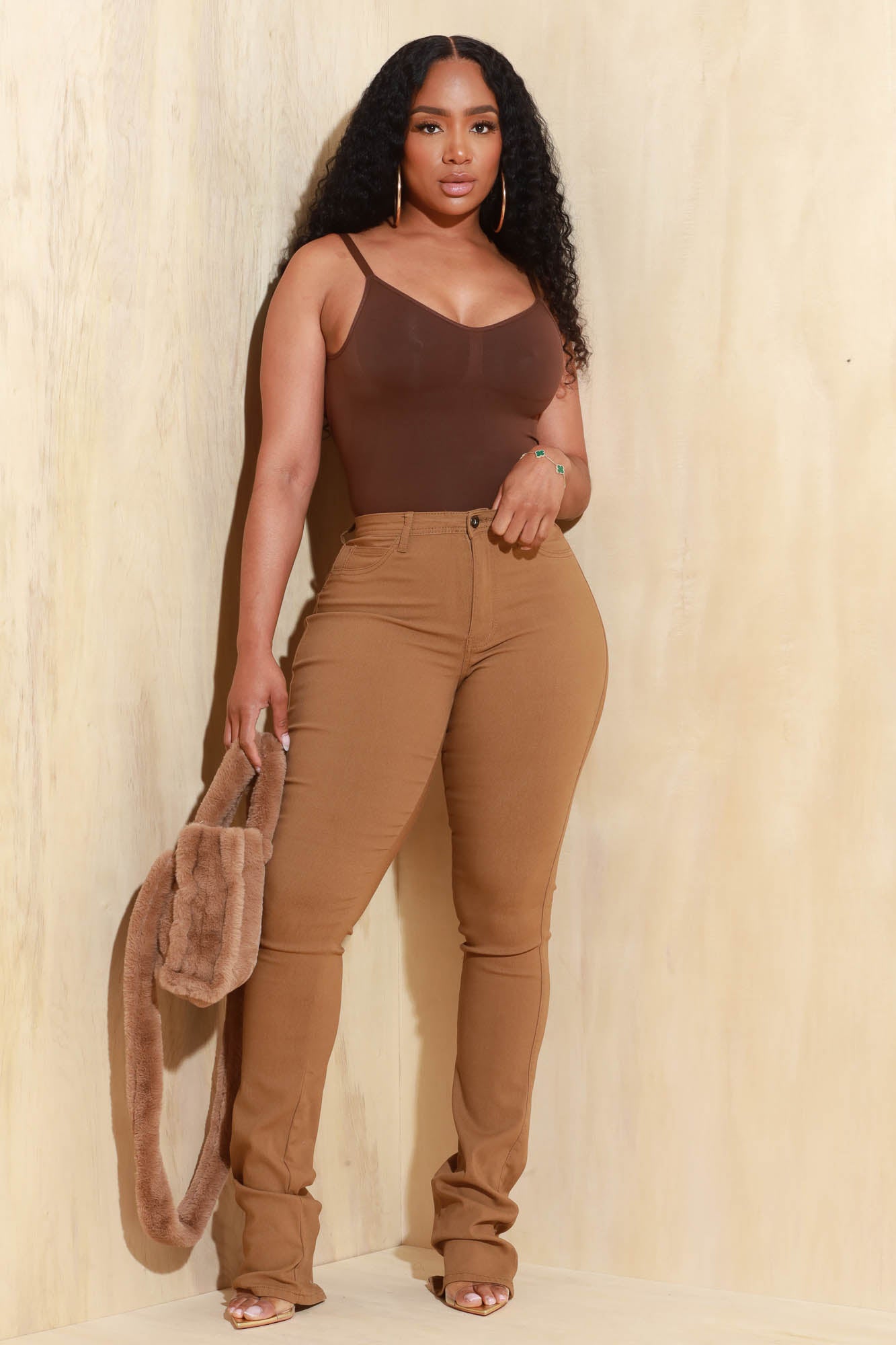 Right Call High Rise Stacked Bootcut Jeans - Mocha
